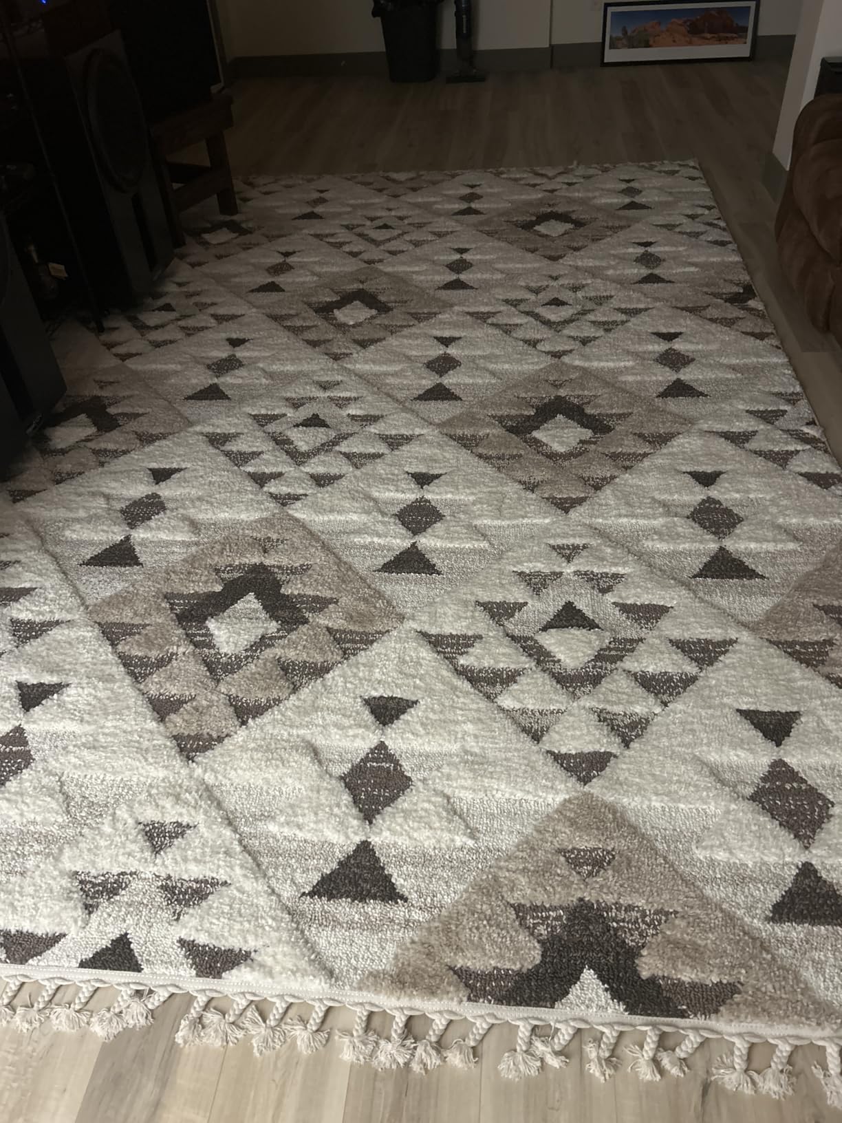 SAFAVIEH Area Rug 8x10 - Moroccan Tassel Shag Collection - Large - Ivory & Brick Rust, Non-Shedding & Easy to Clean, Plush High-Low Texture, Ideal for Living Room, Bedroom, Dining Space (MTS688P) customer photo 1