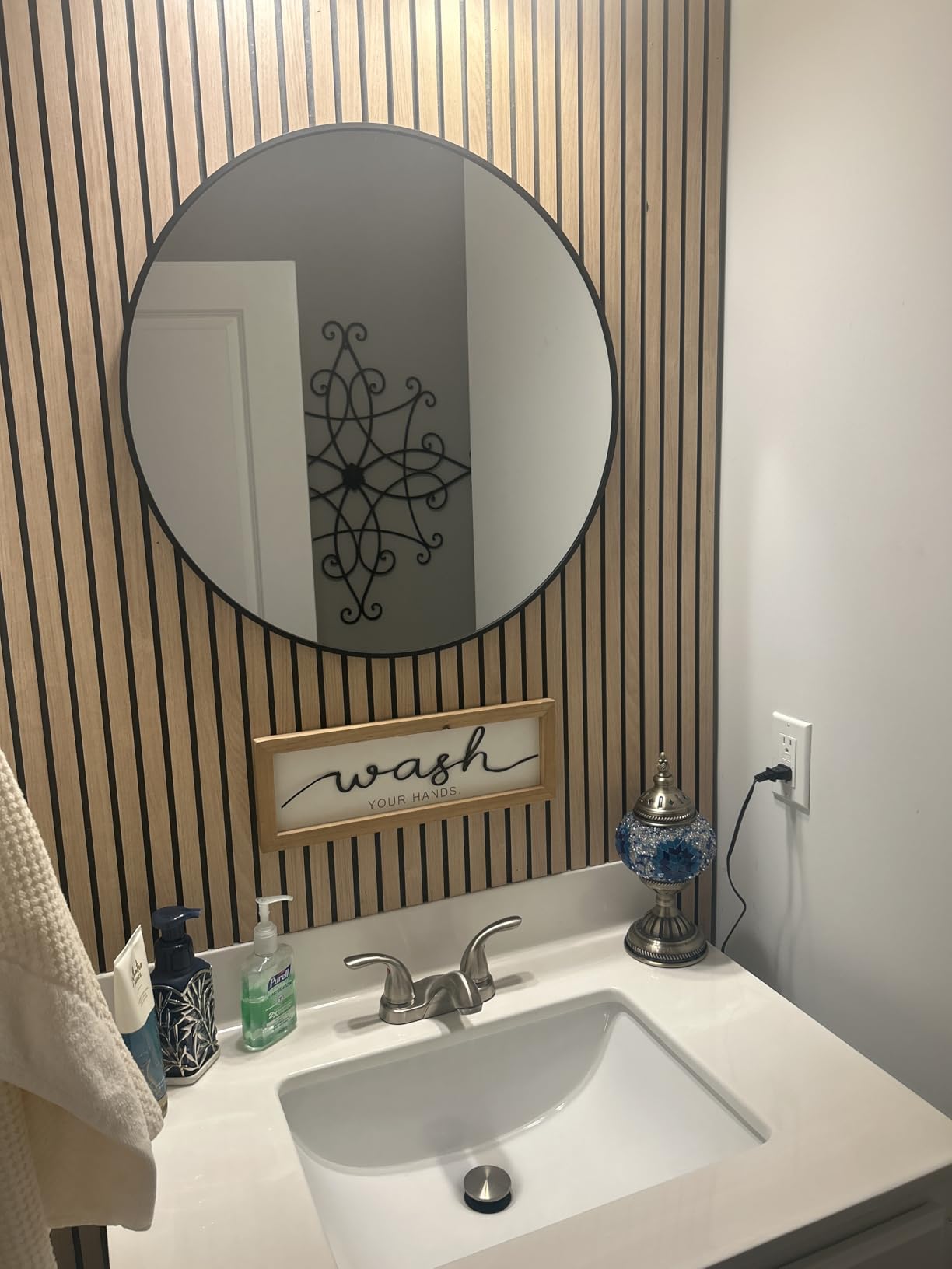 VooBang Black Round Bathroom Mirror 30