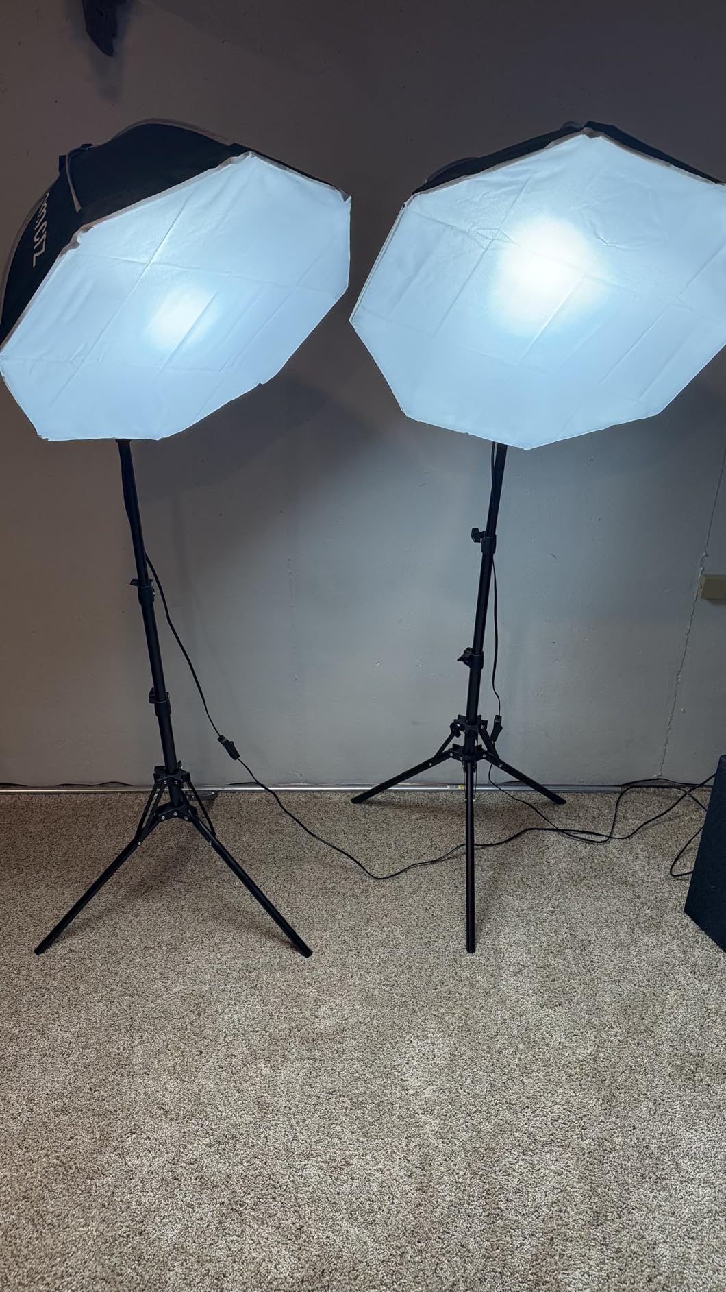 2Pack Professional Softbox Lighting Kit, 16'' x 16'' Studio Lights with 85W 2700-6500K E27 LED Bulbs, Continuous Lighting for Photography/Video Recording/Live Streaming customer photo 2