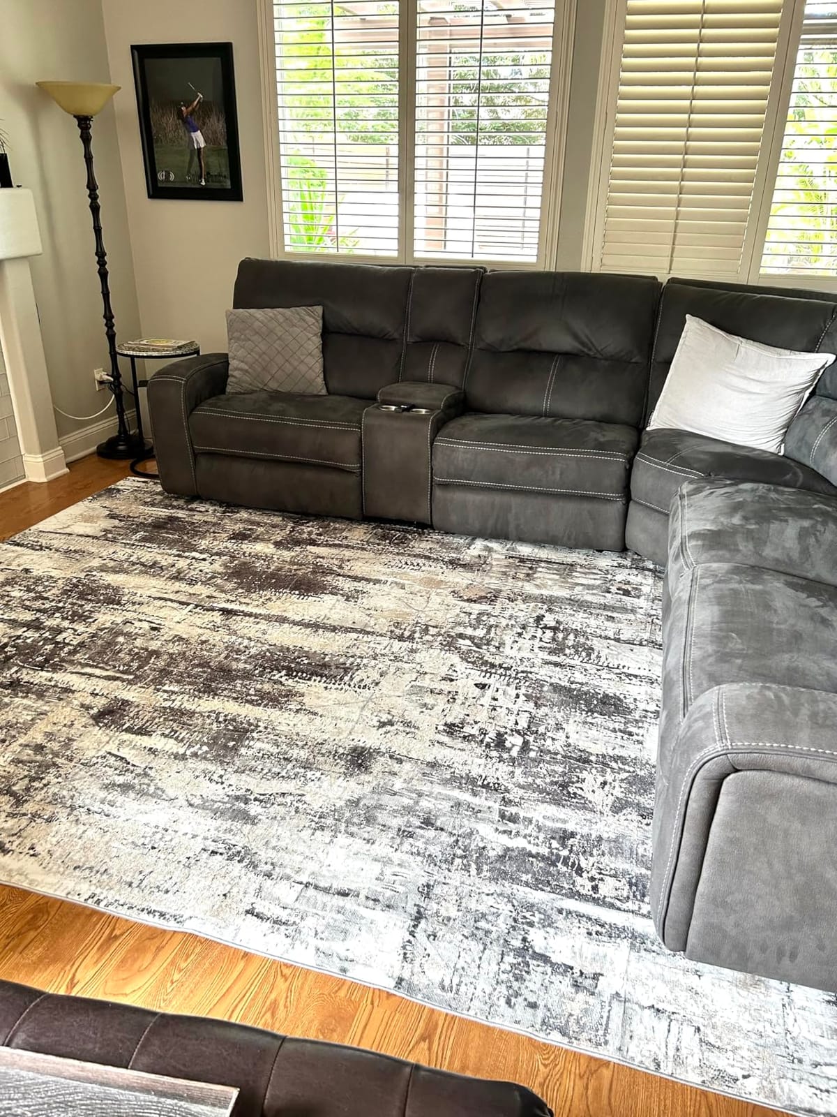 8x10 Area Rugs for Living Room: Washable Abstract Black Grey Gold Carpet customer photo 1