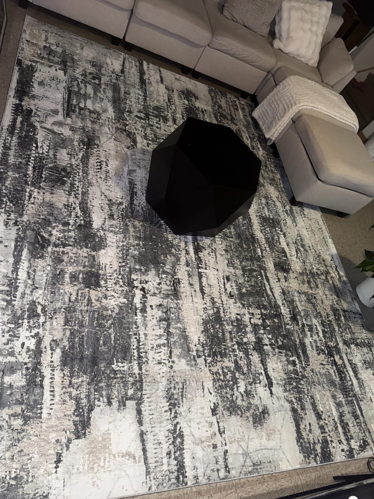 8x10 Area Rugs for Living Room: Washable Abstract Black Grey Gold Carpet customer photo 2