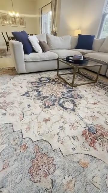RELEANY Washable Area Rug, 5'x7', Brick/Brown/Green customer photo 2
