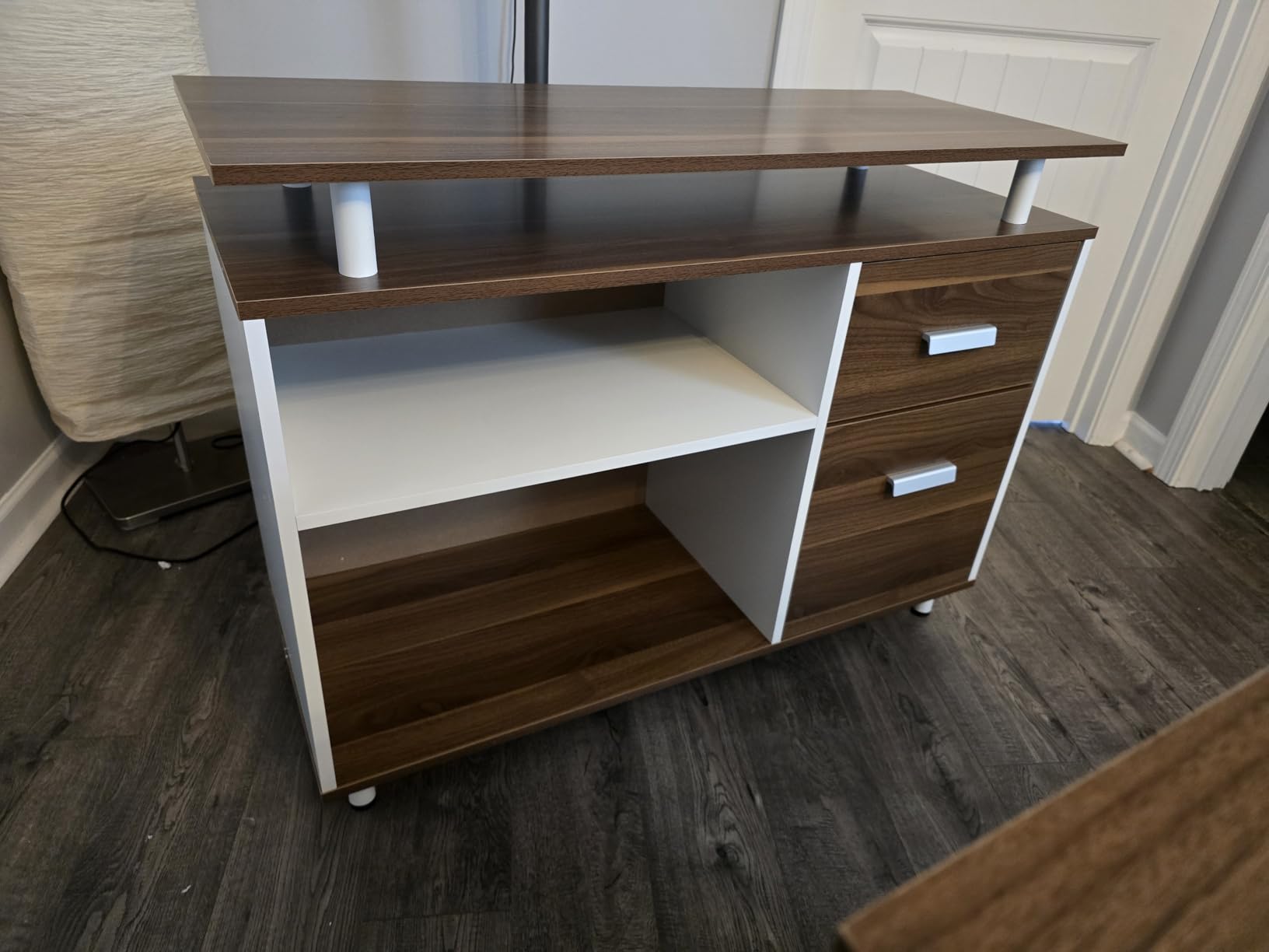 Tribesigns 63 Inch Executive Desk with File Cabinet, Large Office Desk L Shaped Computer Desk with Drawers and Storage Shelves, Business Furniture Desk Workstation for Home Office, Brown and Black customer photo 2
