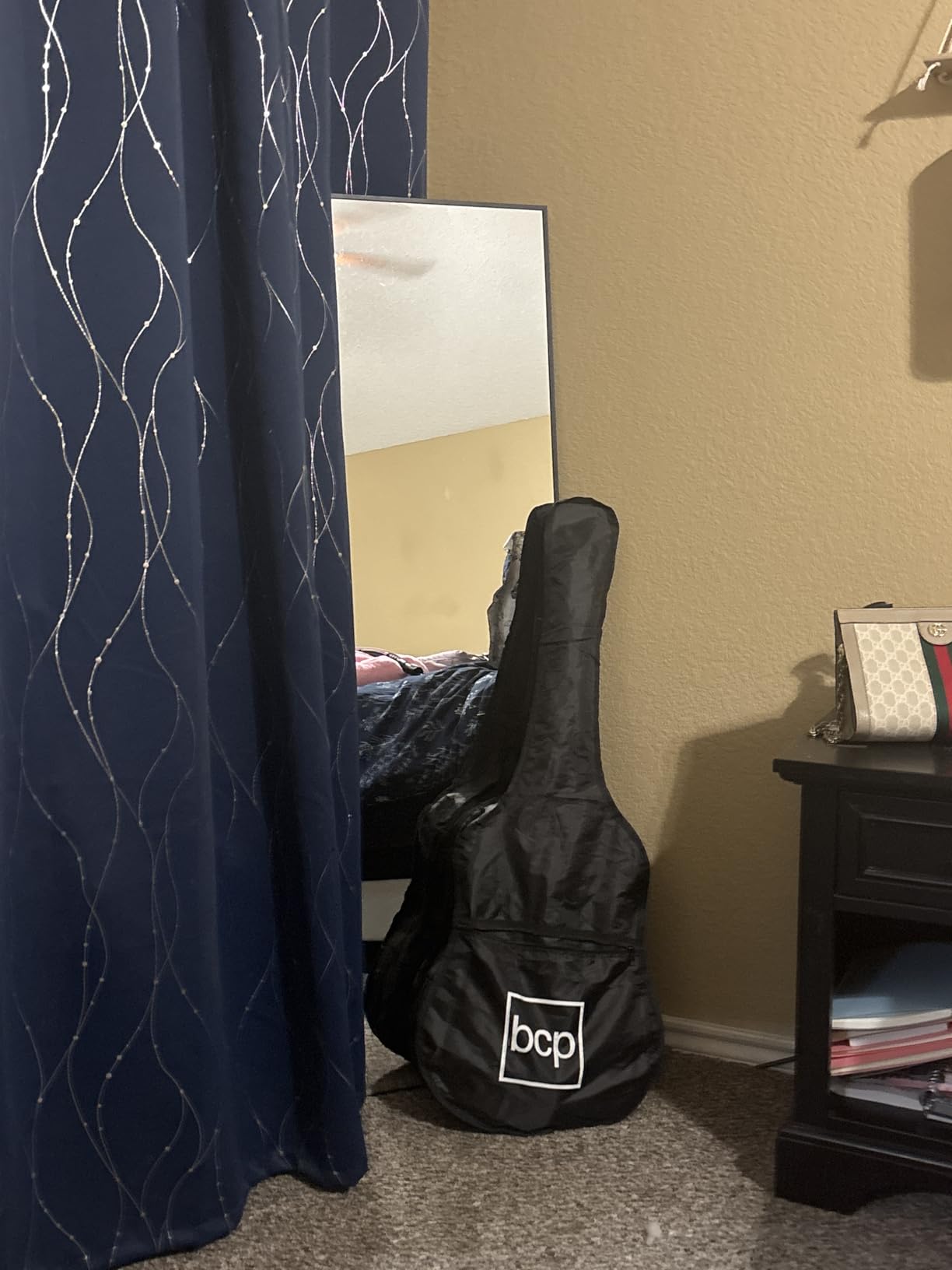 Delma Full Length Mirror with Stand, Black Floor Mirror | Aluminium alloy frame with HD float glass for distortion-free reflection. Free standing or wall mounted. customer photo 1