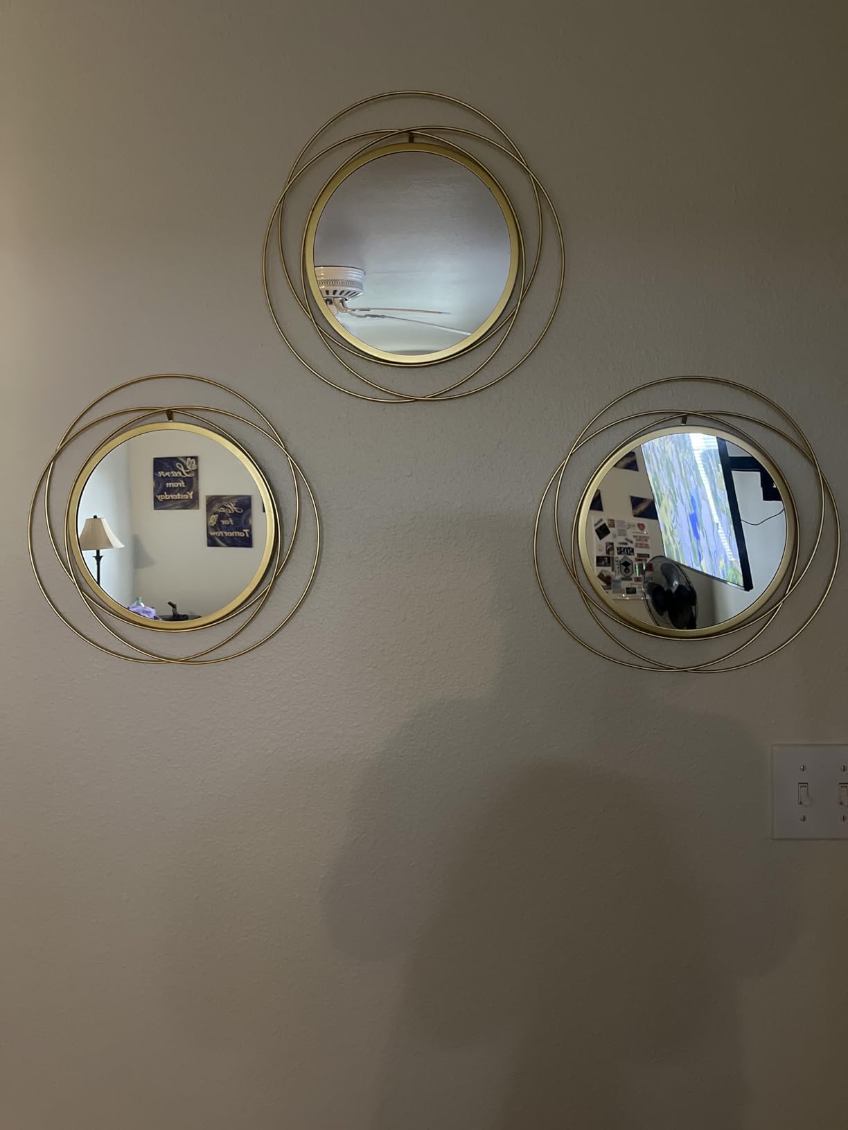 3 Set Round Mirrors for Wall Decor Living Room Bedroom Bathroom Dining Room Metal Circle Mirror Set Boho Decorative Sunburst Wall Art Accent Entryway - Gold 11 in customer photo 2