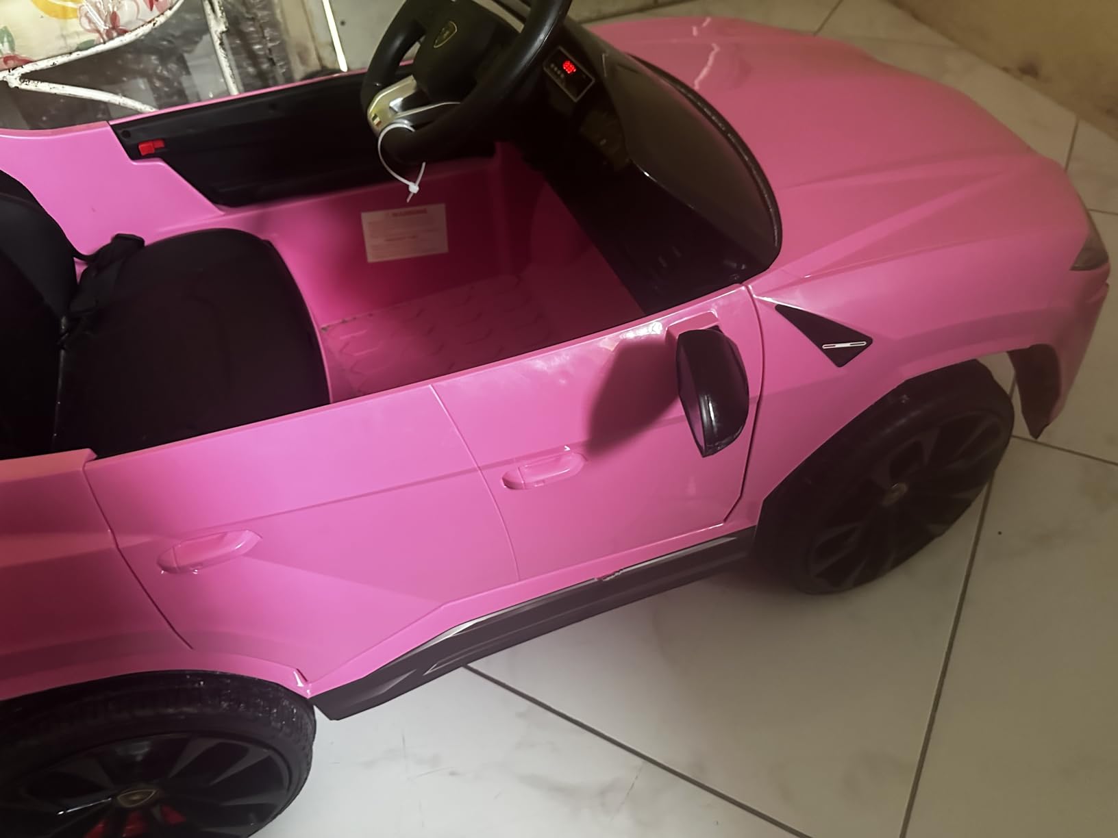 Electric Car for Kids 12V Licensed Lamborghini Ride On Car with Remote Control,Max Speed 2.5Mph,LED Lights,Music Players,Lockable Doors,Spring Suspension,Toddler Cars to Drive,Pink customer photo 2