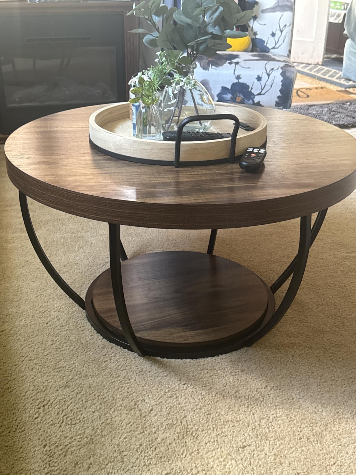 Tribesigns Round Coffee Table with Storage, 31.7