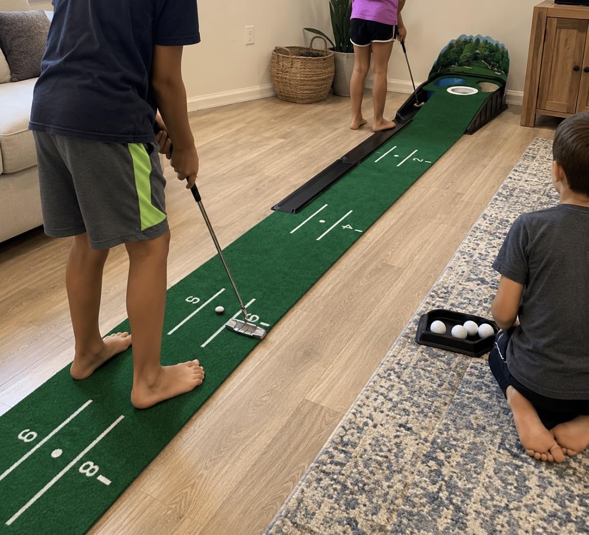 Putting Green Indoor - Golf Putting Mat boasts Genuine Green Speed and a Wrinkle-Free Surface. 8ft Practice Putting Mat with lenticular 3D Backplate, Alignment Guides and Ball Return customer photo 1