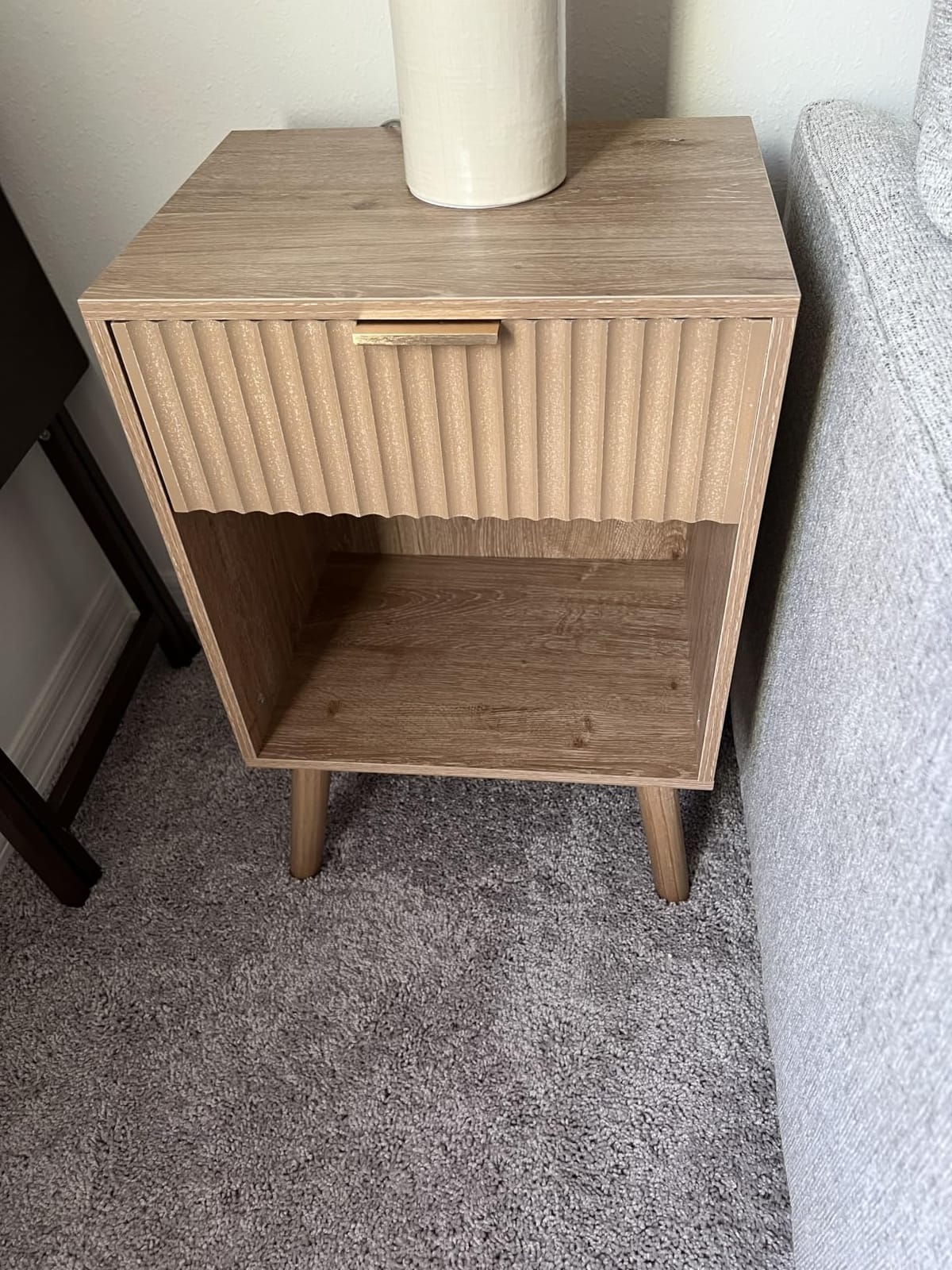 Fultyle Mid Century Modern Nightstand, Walnut Bedside Table with Storage customer photo 1
