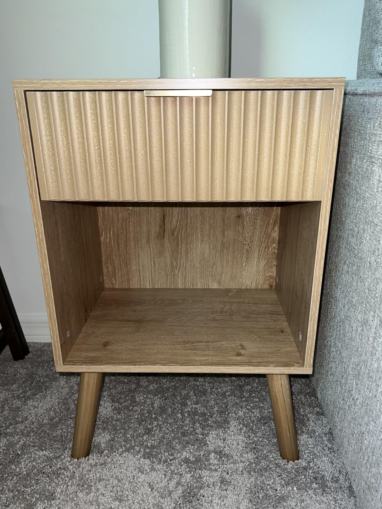 Fultyle Mid Century Modern Nightstand, Walnut Bedside Table with Storage customer photo 2