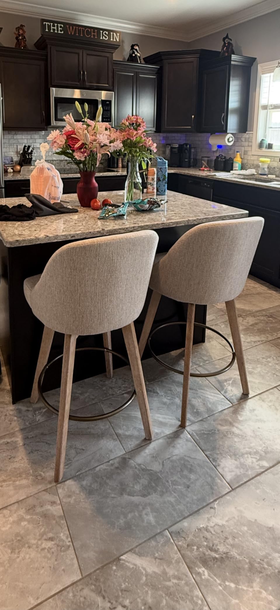 Bekrvio Swivel Counter Height Bar Stools Set of 2, 26