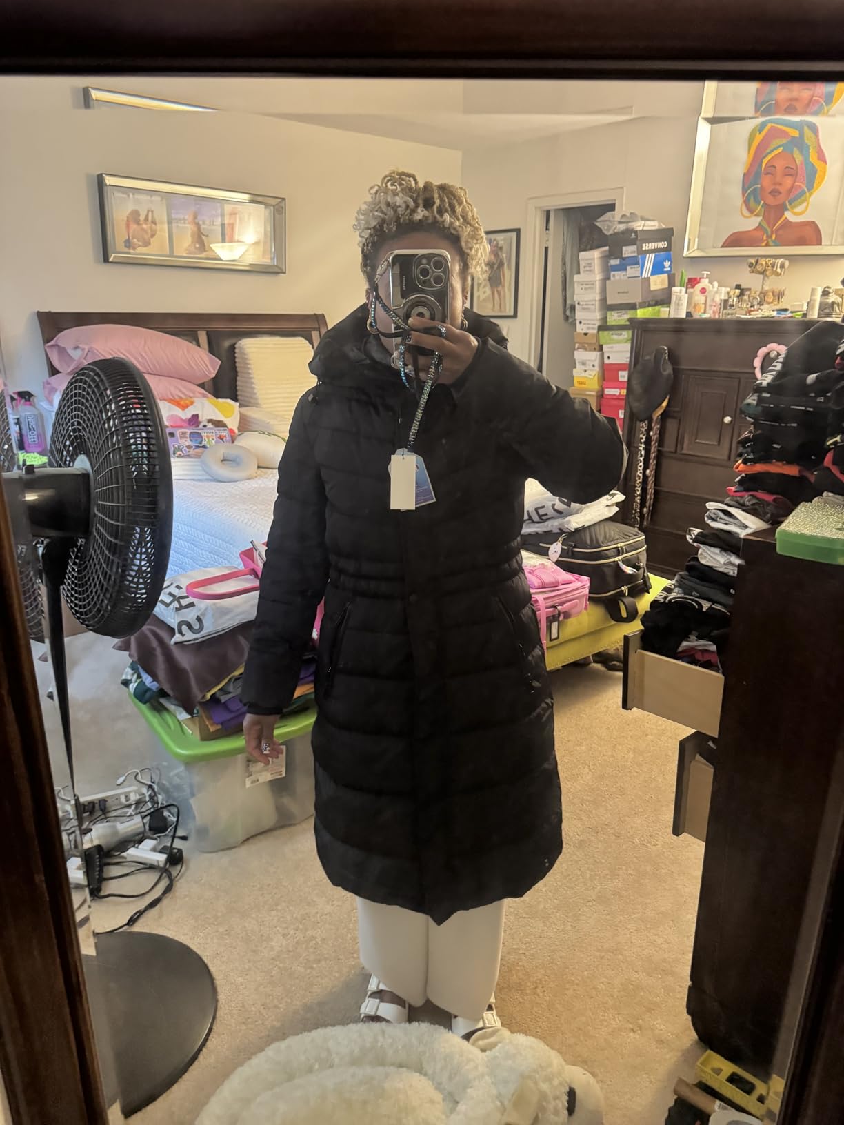IKAZZ Women's Winter Coats, Thickened Warm Insulated Vegan Down Long Parka Jacket with Hood customer photo 2