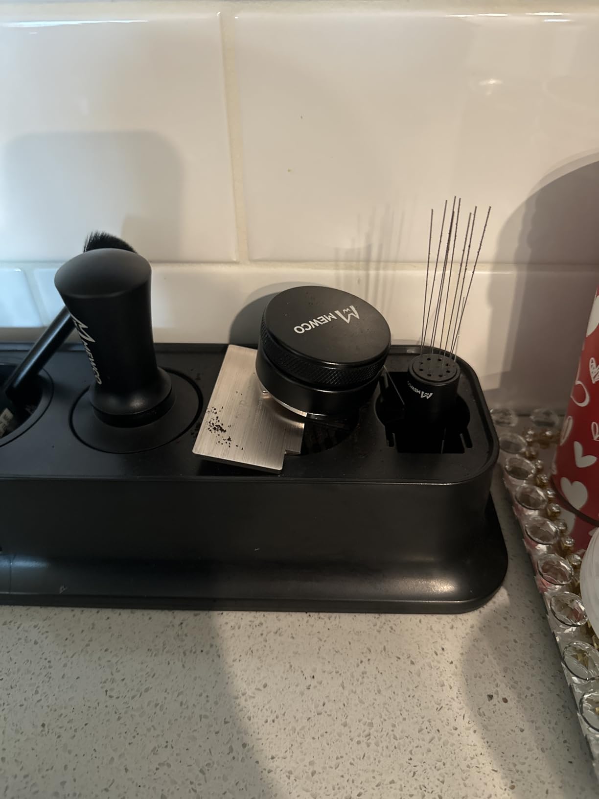 7 Pack Espresso Tamper Station&Coffee Distributor Tamper&Espresso WDT Stirrer&Coffee Tamping&Brush&Coffee Dosing Funnel&Espresso Puck Screen, Multipurpose Tools for Bar Home Office (51 mm) customer photo 2