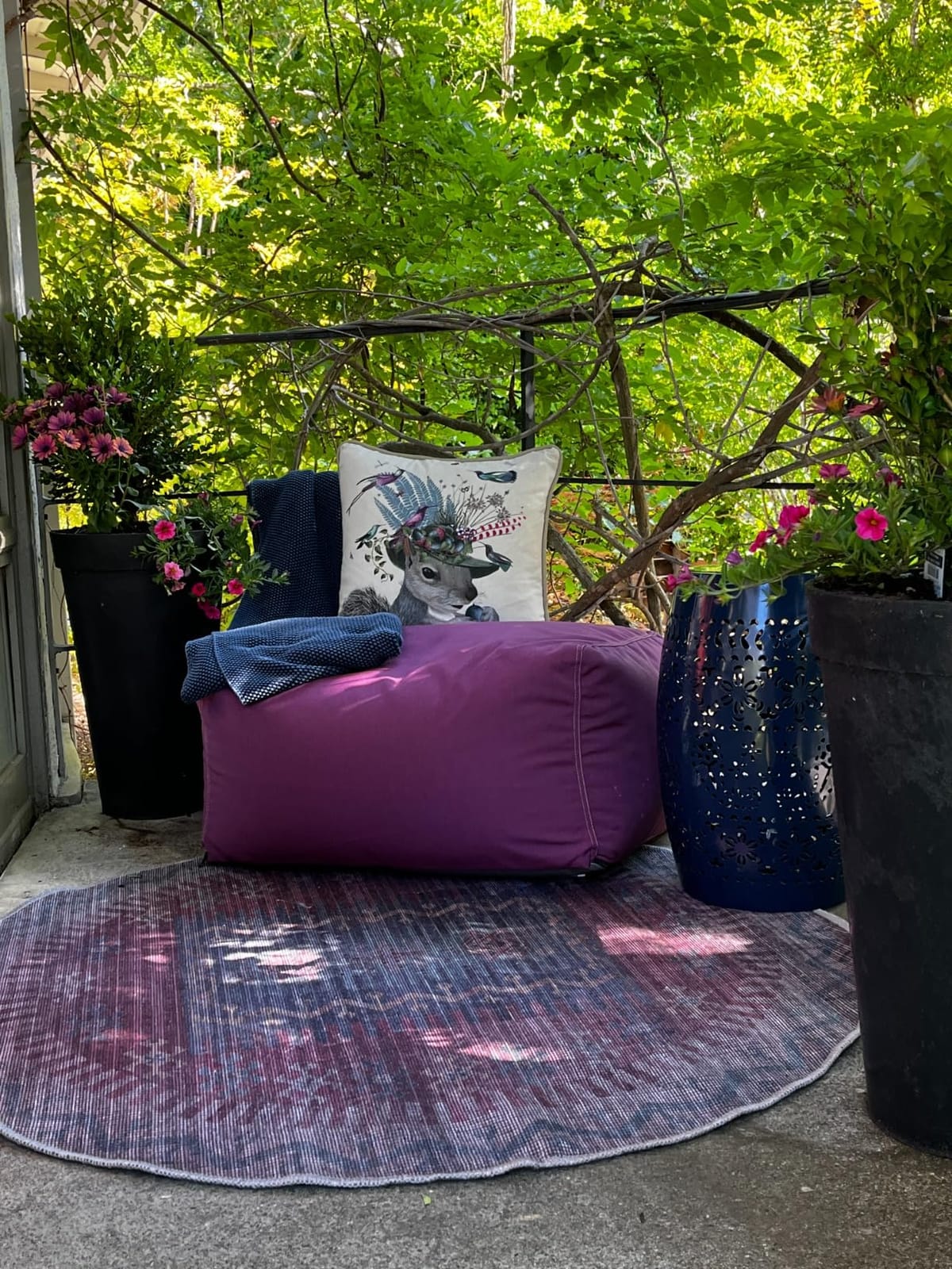Jaxx Leon Outdoor Bean Bag Ottoman, Black & White Stripes customer photo 2