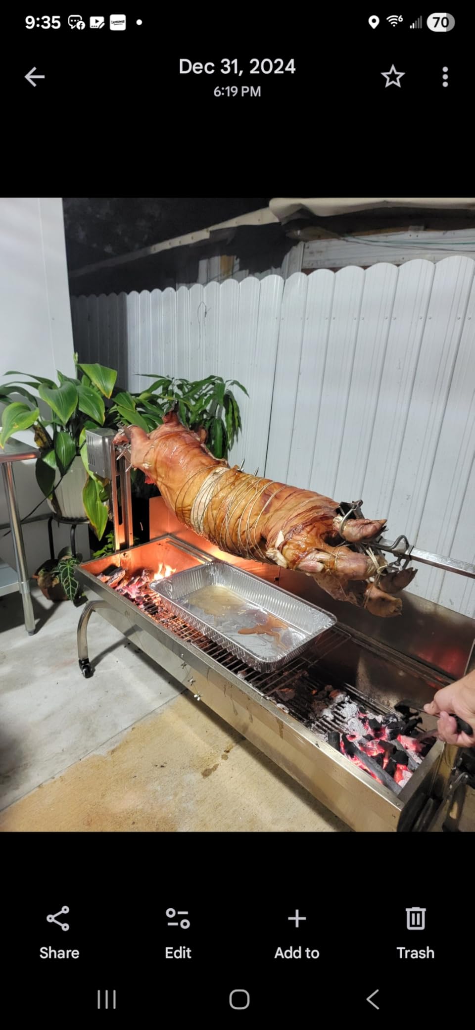 DEWOSEN 50W Rotisserie Grill With Wind Screen - 51 Inch BBQ Outdoor Pig & Lamb Spit Roaster - 132LBS/60KG Stainless Steel Charcoal Spit Rotisserie Grill for Camping & Outdoor Barbecue customer photo 1