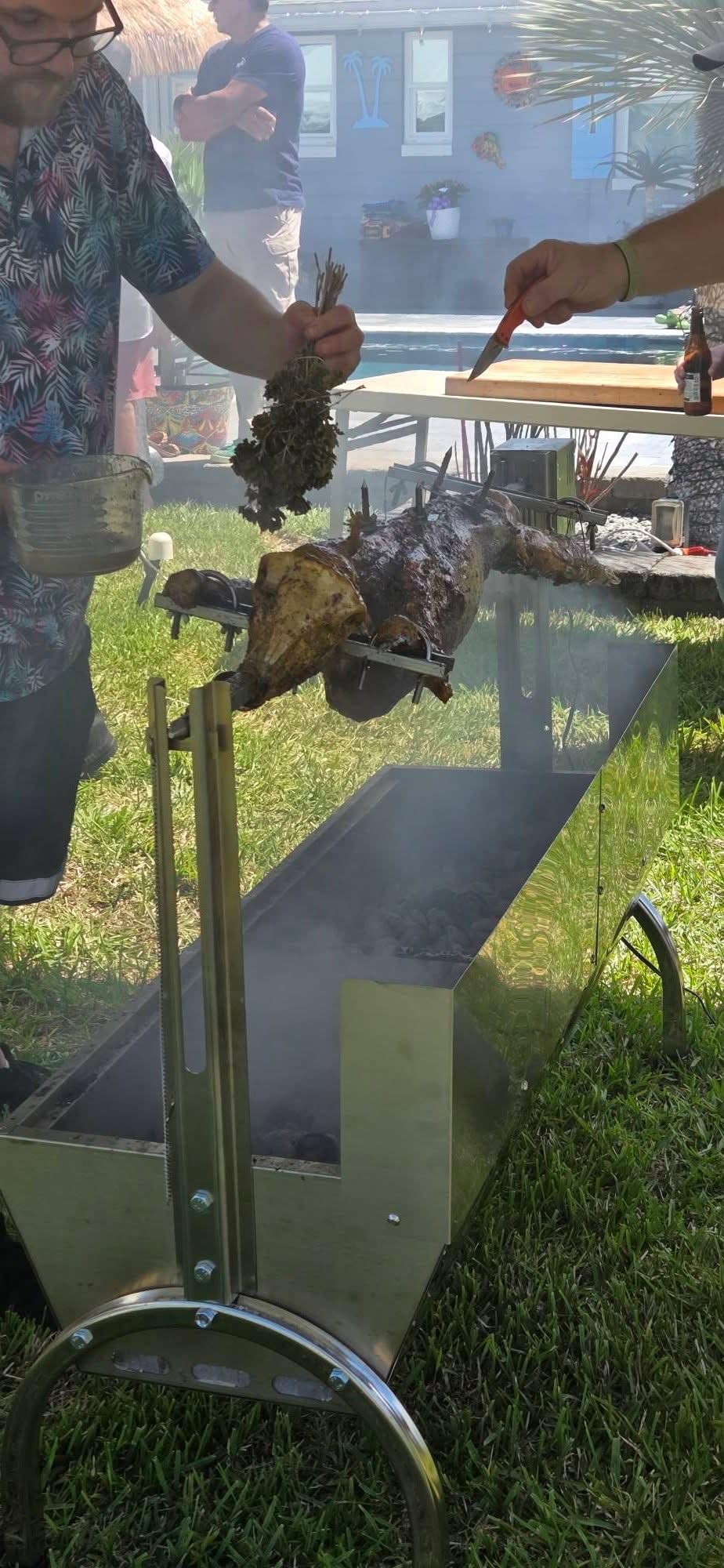 DEWOSEN 50W Rotisserie Grill With Wind Screen - 51 Inch BBQ Outdoor Pig & Lamb Spit Roaster - 132LBS/60KG Stainless Steel Charcoal Spit Rotisserie Grill for Camping & Outdoor Barbecue customer photo 2