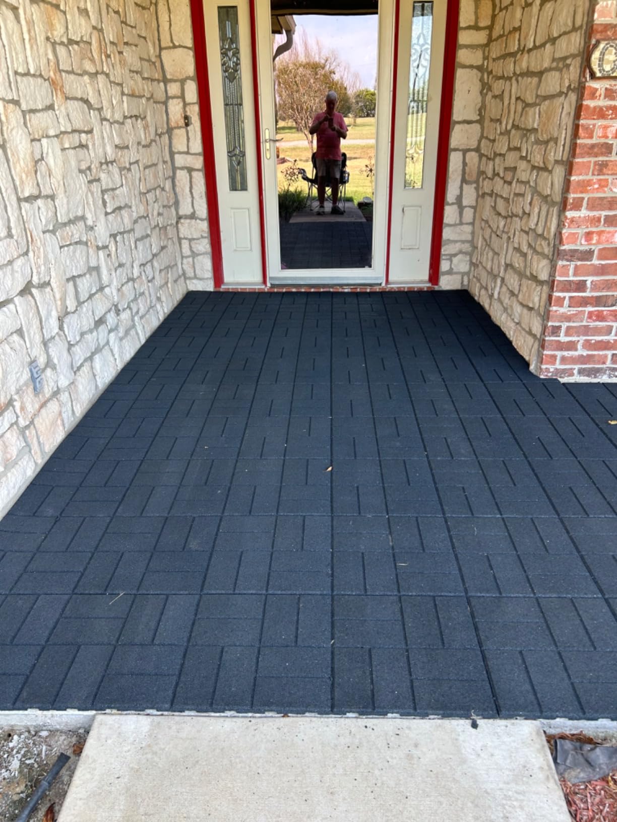 Playsafer Brick Rubber Interlocking Tiles | 16 X 16 | Easy Install for Indoor and Outdoor Use (Dark Gray, 20 Tiles) customer photo 1