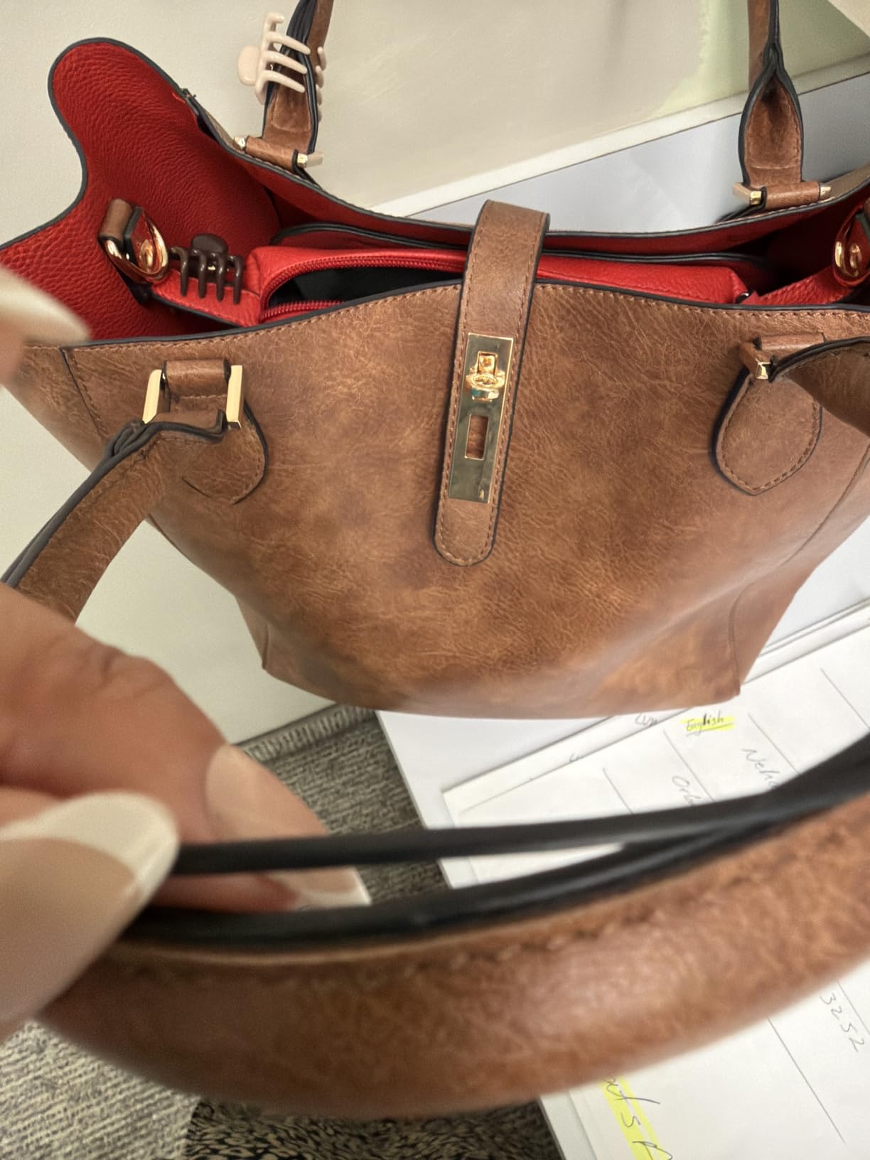sqlp Large Work Tote Bag for Women Big Bucket Purses Designer Handbags customer photo 2