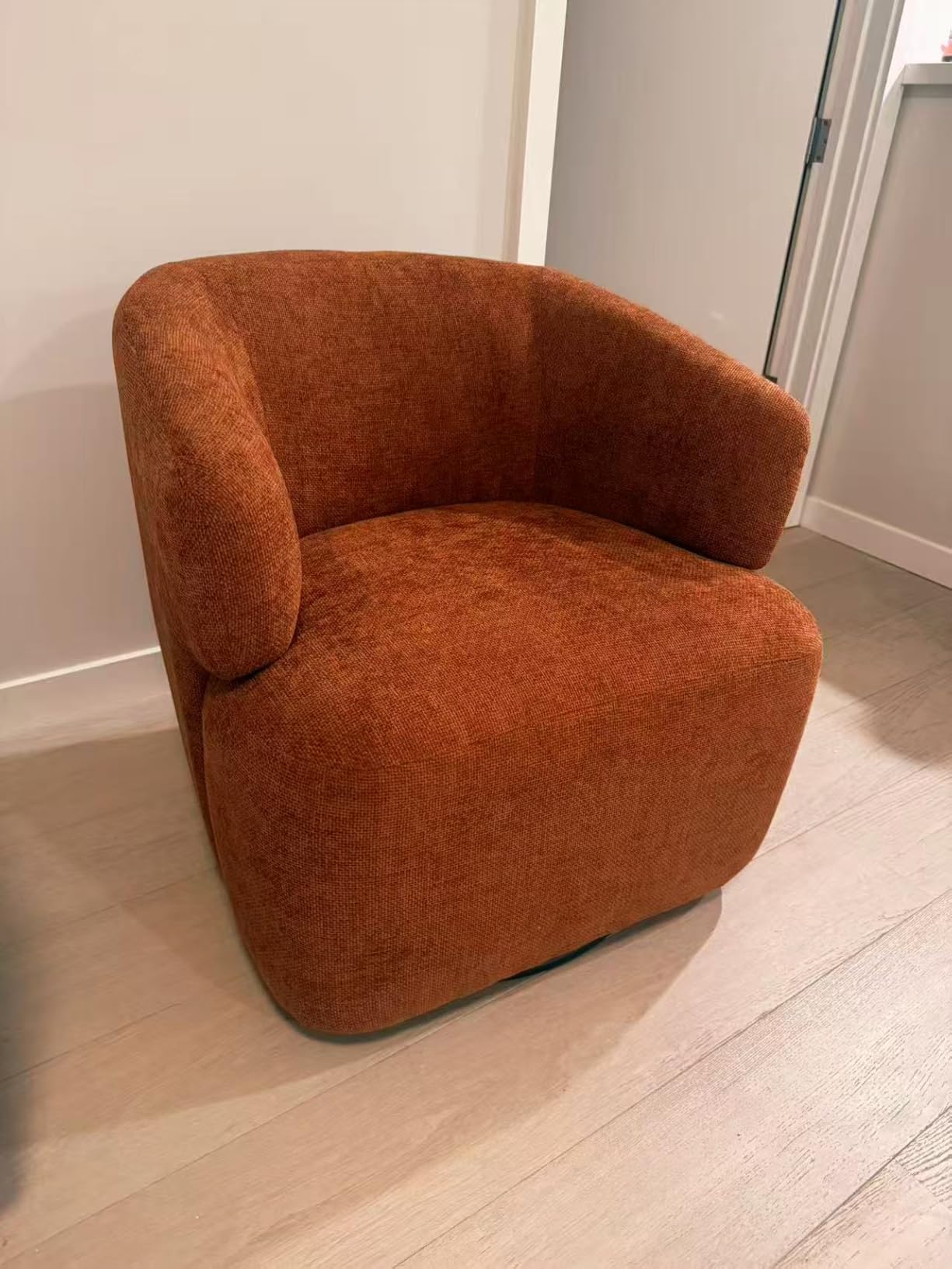 SOFTHION Swivel Accent Chair, Sherpa Teddy Barrel Chair, Beige Cream White customer photo 1