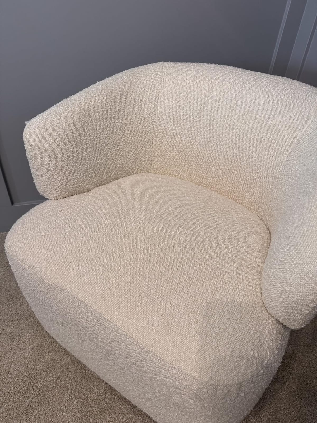 SOFTHION Swivel Accent Chair, Sherpa Teddy Barrel Chair, Beige Cream White customer photo 2