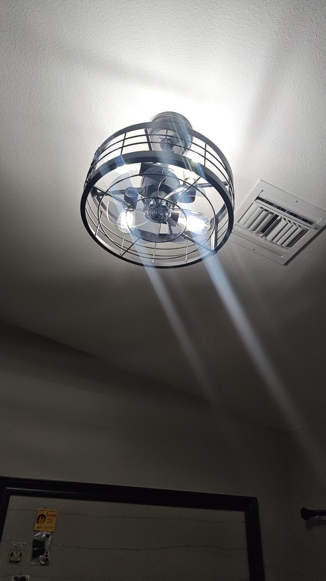 LEDIARY 20 inch Fandelier Caged Ceiling Fan with Light and Remote, Black customer photo 2