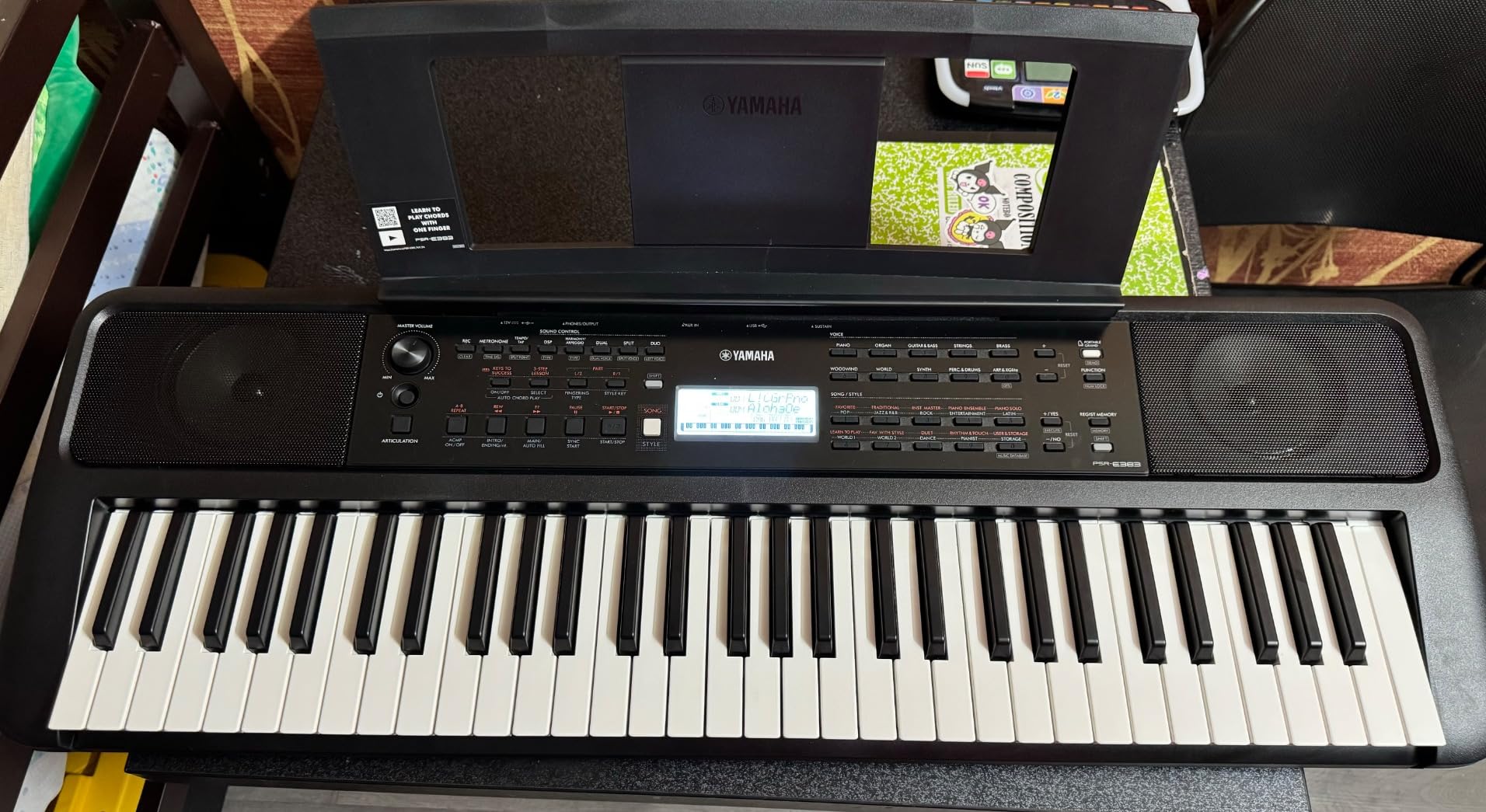 Yamaha 61 Touch Sensitive Keys Portable Keyboard for Beginners with Music Rest, Power Adapter PSR-E383 customer photo 2