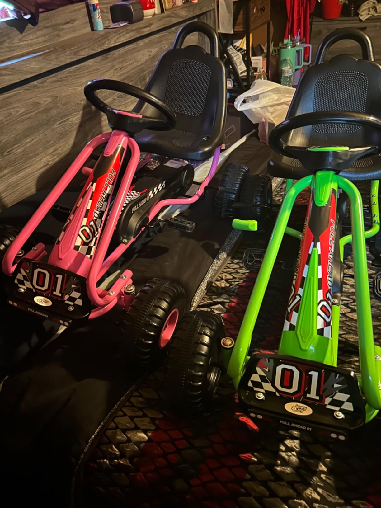 Costzon Go Kart for Kids, 4 Wheel Pedal Powered Go Cart with Adjustable Seat, Handbrake & Non-Slip Wheels, Outdoor Racer Ride On Pedal Car, Gift for Boys Girls (Pink) customer photo 2