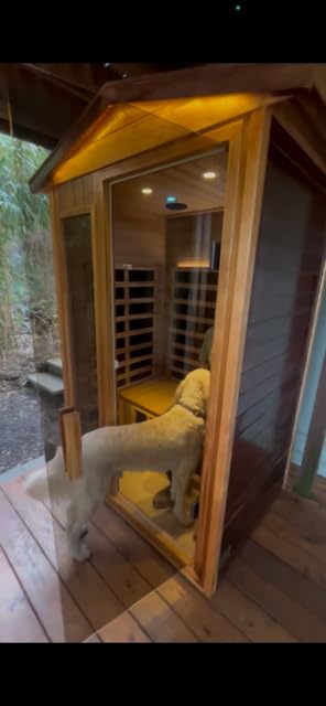 Smart Indoor Home Sauna 0-5mG Ultra Low Emf Far Infrared Sauna 2-3 Person, 1520w Hemlock Wooden Sauna Room with APP & LCD Control Panel, Bluetooth Speaker, Chromotherapy Lights, Thermal Cover customer photo 2