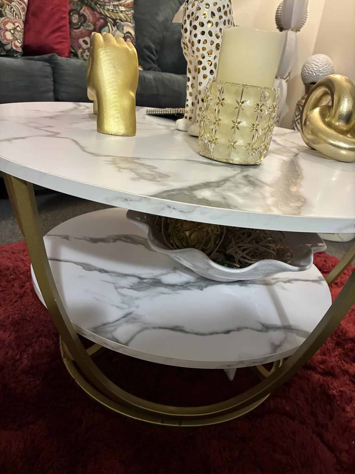 Round Coffee Table with Storage,30 Inch Modern Coffee Table for Living Room customer photo 1