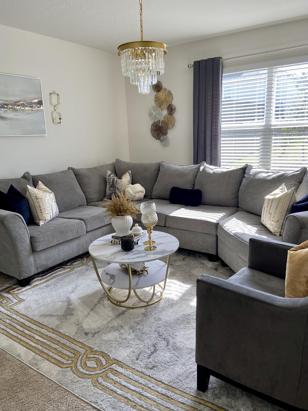 Round Coffee Table with Storage,30 Inch Modern Coffee Table for Living Room customer photo 2