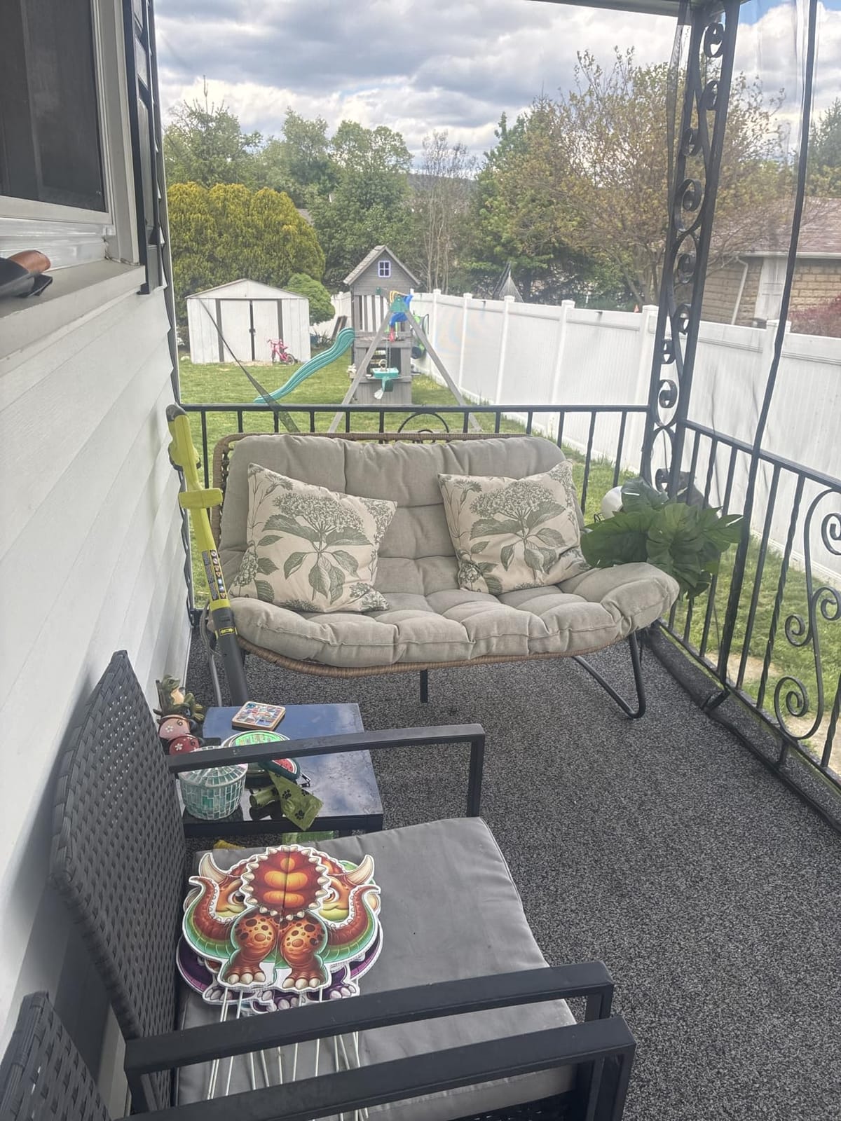 Outdoor Loveseat, Boho Rattan Patio Couch with Soft Cushion (Beige) customer photo 2