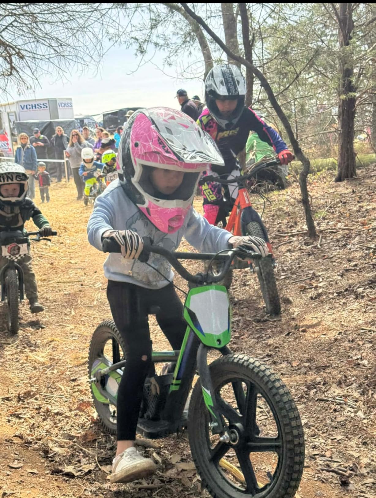 OLALA Electric Dirt Bike for Kids Aged 5-10, 340W Racing Grade Electric Motorcycle with Aluminum Frame, Up to 12MPH & 3 Speed Settings, Safe Disc Brakes, 16IN Knobby Tires customer photo 2
