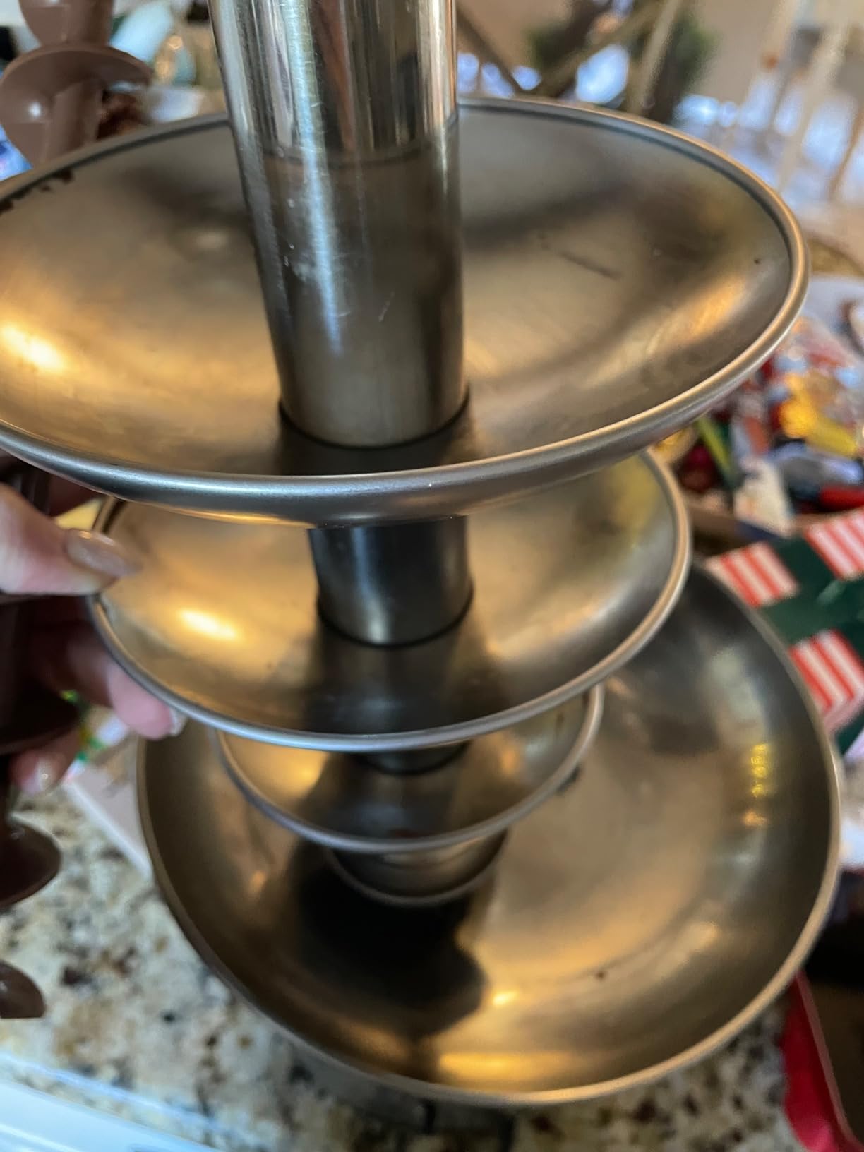 Chocolate Fountain, 4 Tier Chocolate Fondue Fountain Electric Melting Machine for Parties, Nacho Cheese, Ranch, Sauce, Wedding, Chocolate Fountain Machine with 4pcs Stainless Steel Forks(4 LB) customer photo 2