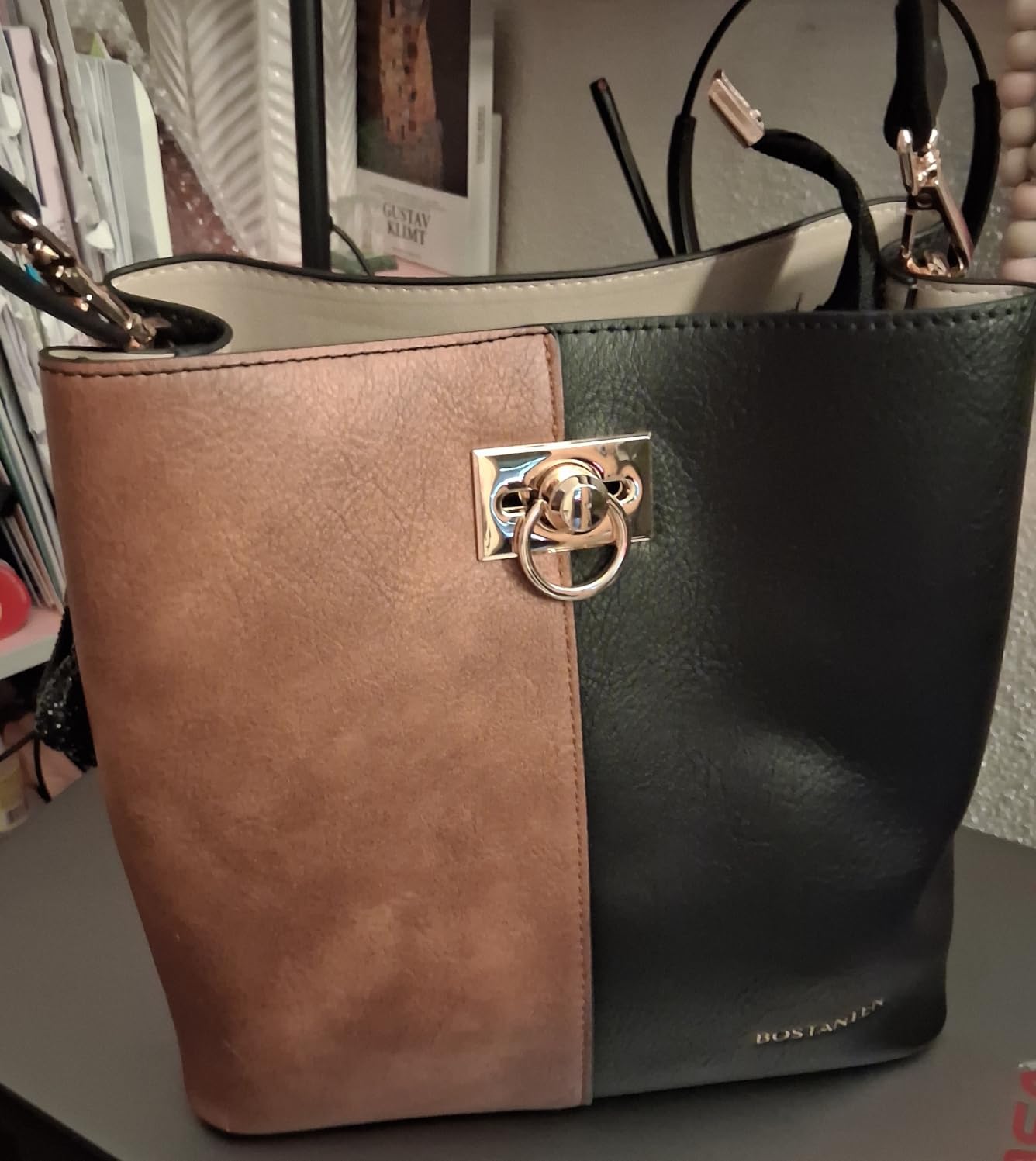 BOSTANTEN Crossbody Bucket Shoulder Bags for Women Vegan Leather Purse Cross Body Handbag Multiple Pockets customer photo 2