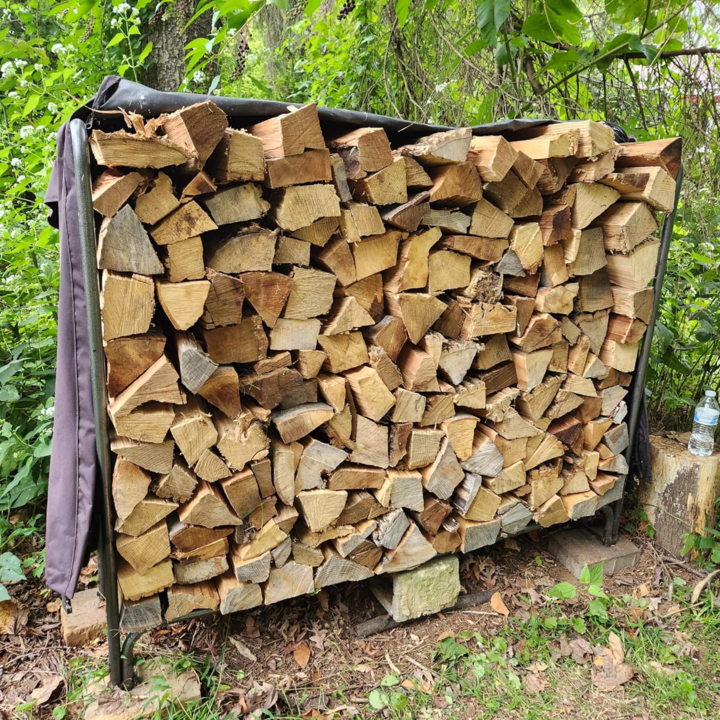 VIVOHOME 12 ft Heavy Duty Firewood Rack Outdoor with Cover, Black customer photo 2
