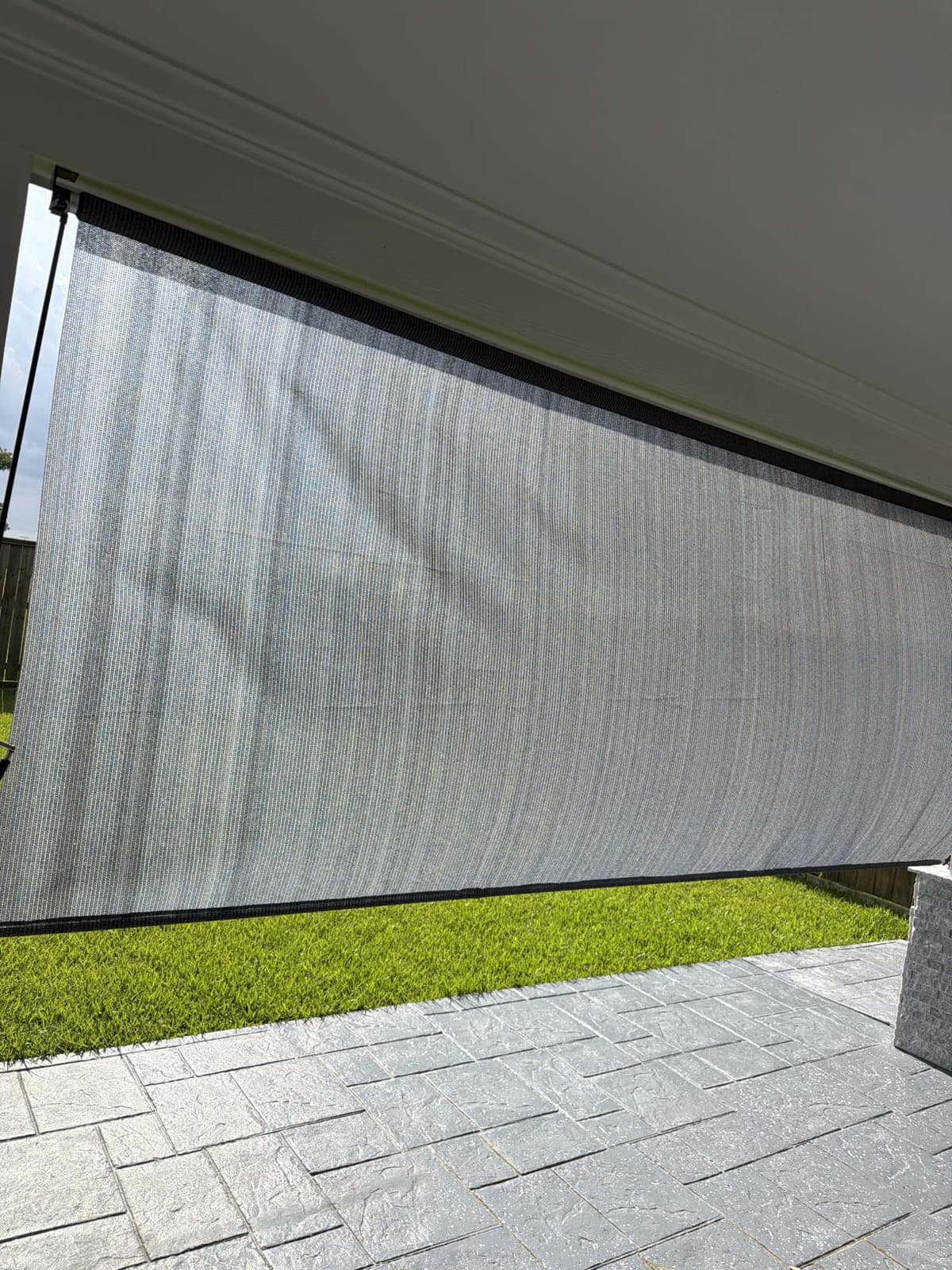 Amagenix Outdoor Roller Shade 8'(W) X 8'(H), Exterior Cordless Patio Shades Roll Up Outdoor Blinds with 90% UV Protection, Two-Section Poles with One-Piece Fabric, Grey customer photo 1