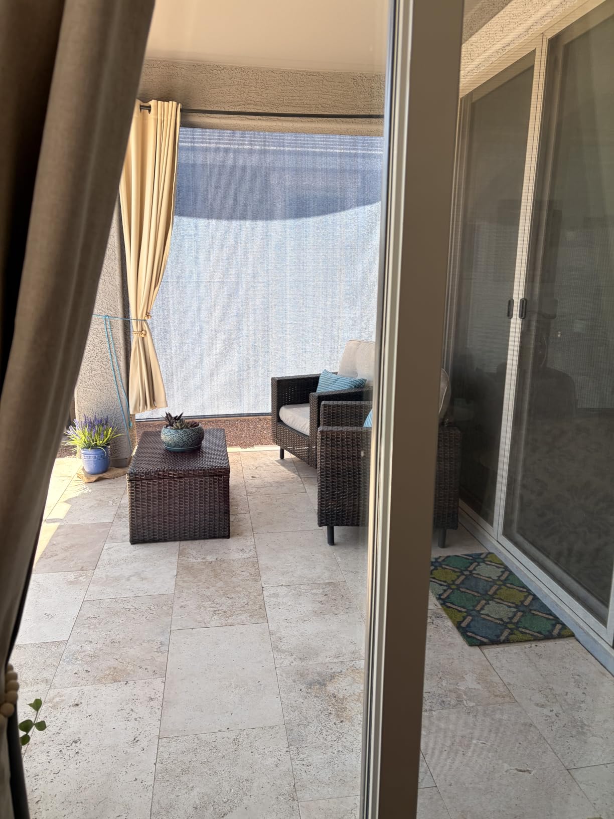 Amagenix Outdoor Roller Shade 8'(W) X 8'(H), Exterior Cordless Patio Shades Roll Up Outdoor Blinds with 90% UV Protection, Two-Section Poles with One-Piece Fabric, Grey customer photo 2