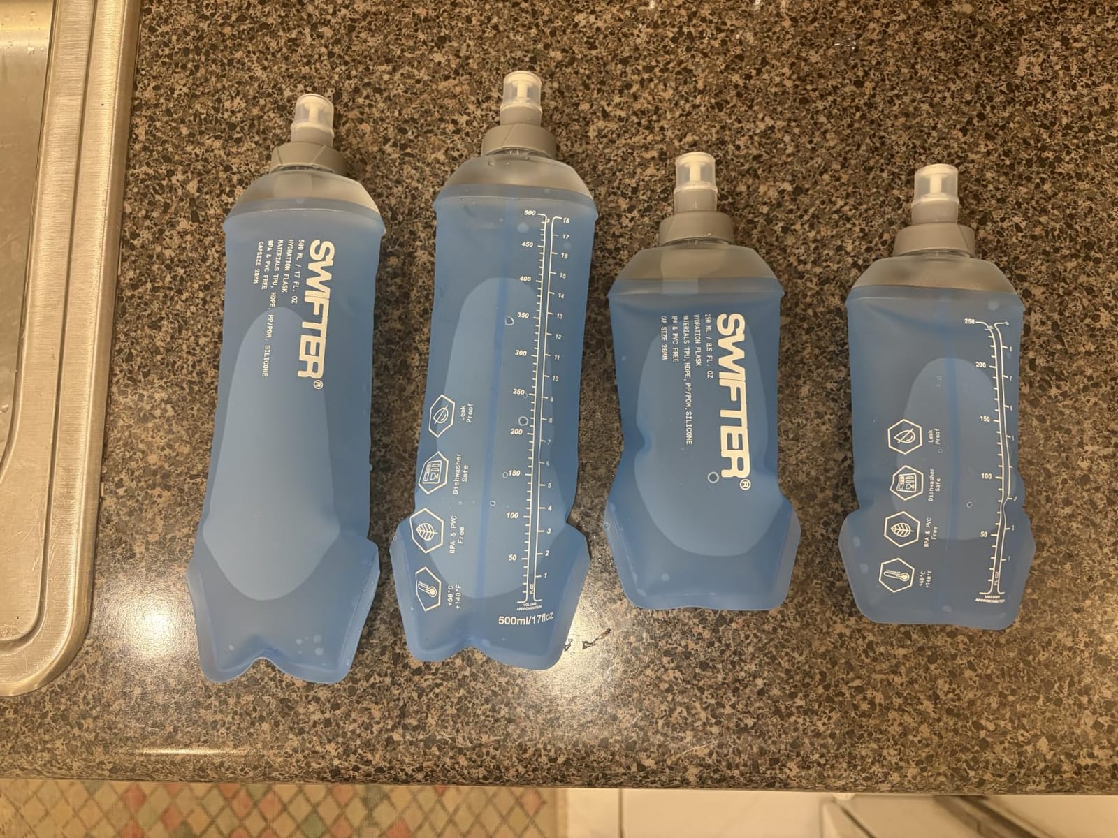 SWIFTER 2x Soft Flask 500ml | Running, Hiking, Cycling Hydration Flask | Collapsible, Leakproof, Reusable | Matt Finish, Sky Blue customer photo 1