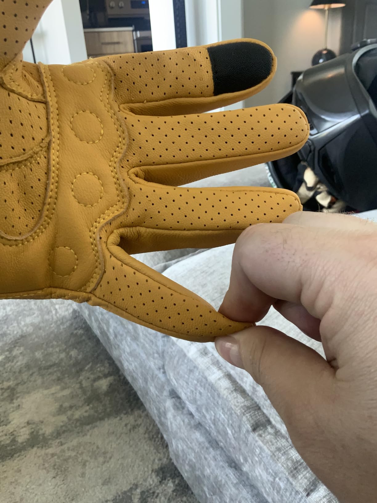 Classic Goat Leather Motorcycle Gloves, Touchscreen Breathable Summer Riding Gear for Men and Women customer photo 2