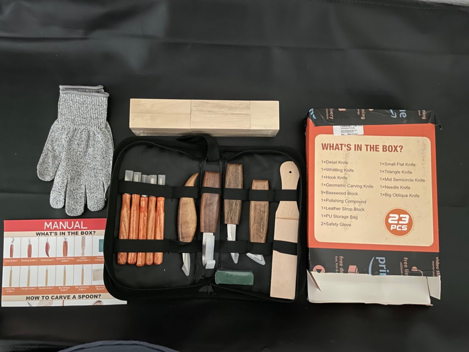 Wood Carving Kit, 20Pcs Wood Carving Tools with Leather Storage Bag, Whittling Kit with 3Pcs Chisels & 8Pcs Whittling Knives & 5 Detail Knives for Beginners and Enthusiasts customer photo 2