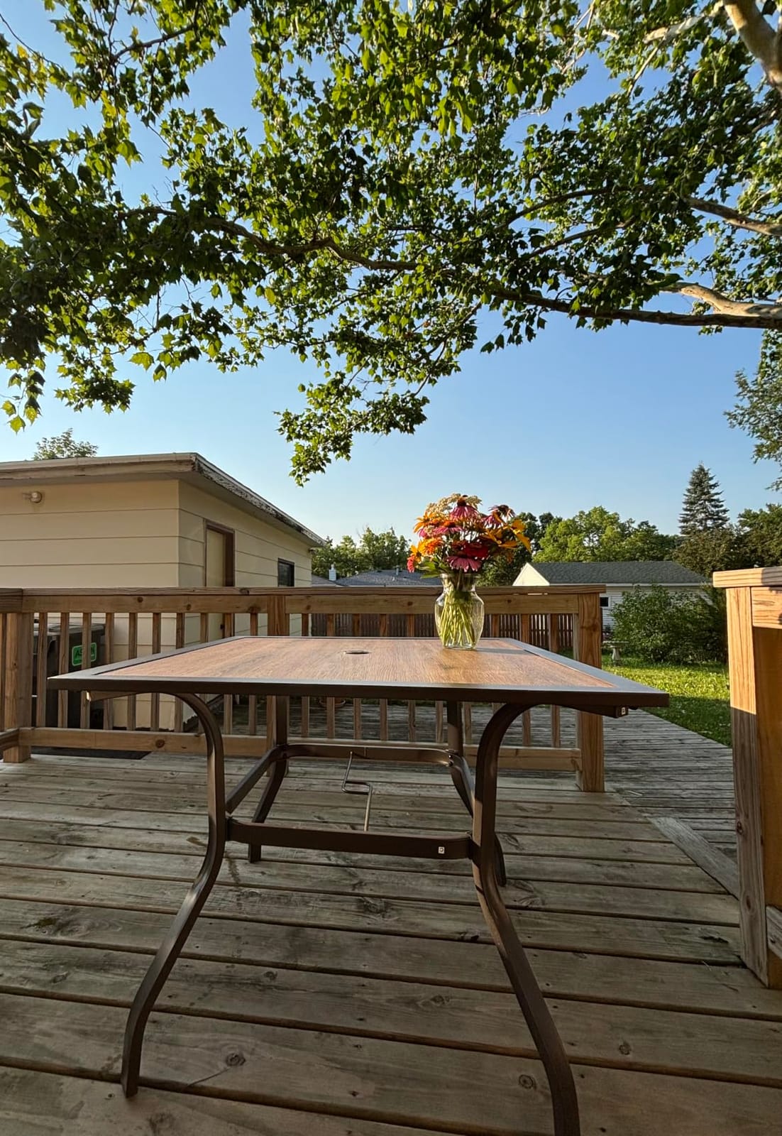 MFSTUDIO Outdoor Dining Table for 6, Long Metal Table w/Umbrella Hole customer photo 1