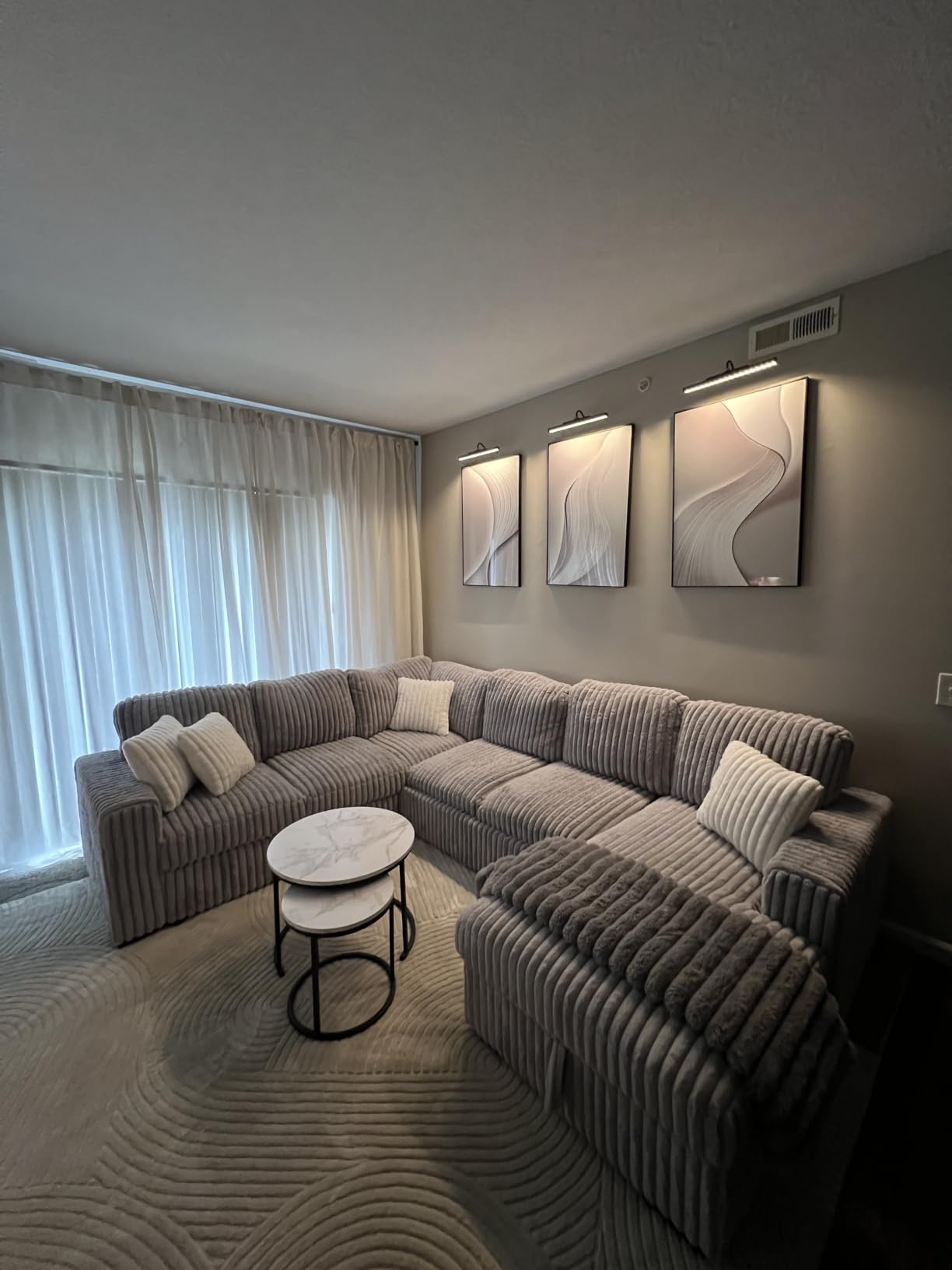 Framed Modern Luxury Gold Large Wall Art for Living Room, 3 Piece 16x24 In customer photo 2