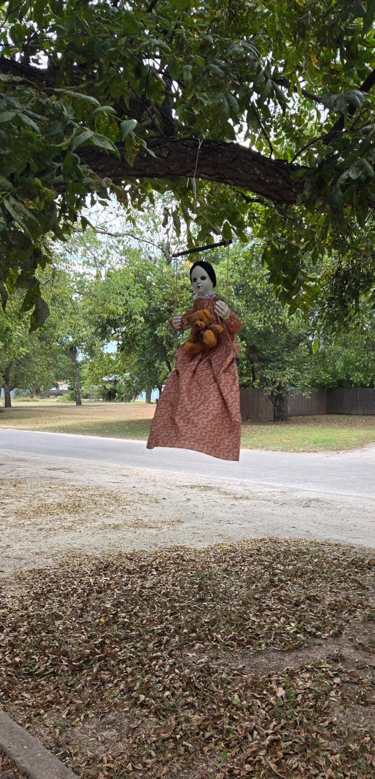 Scary Halloween Decorations Outdoor, 45-Inch Hanging Swinging Doll Girl customer photo 2