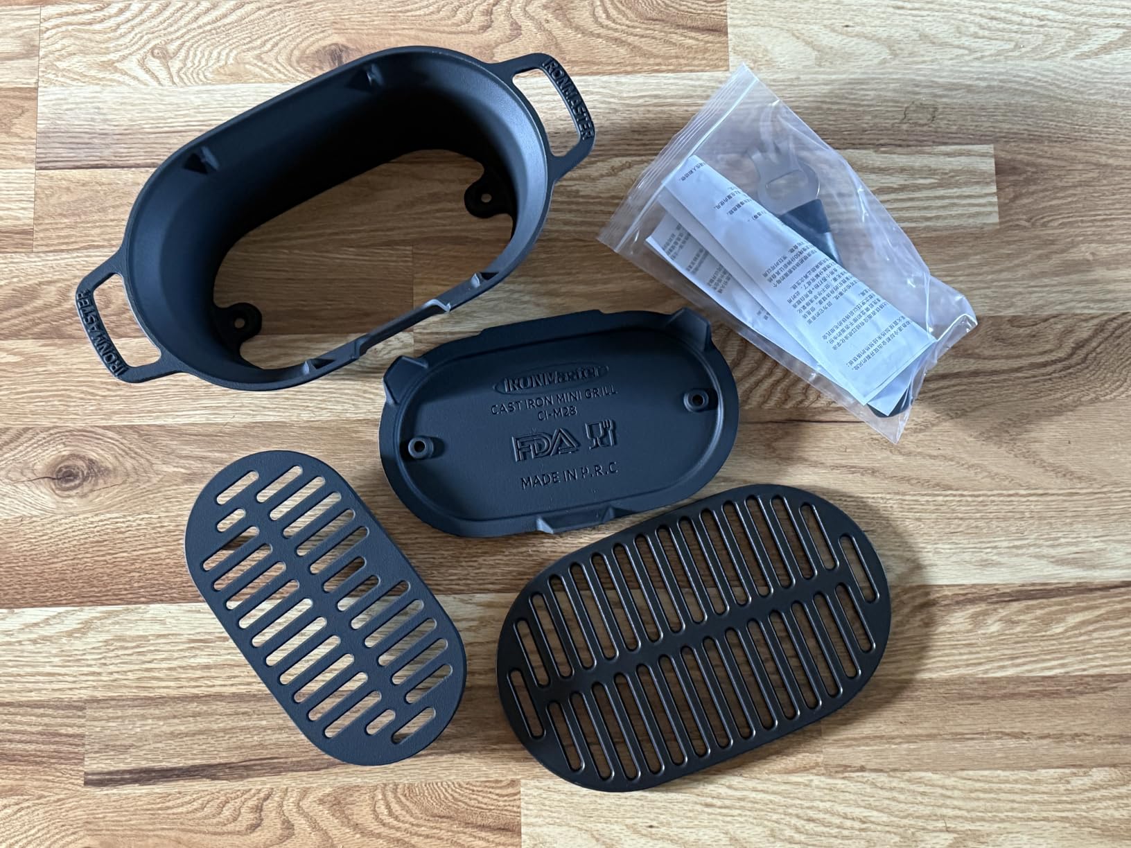 IRONMAX Mini Hibachi Grill Outdoor, Portable Small Charcoal Grill and Tabletop Cast Iron Skillet, 100% Cast Iron, Durable, Camping BBQ Grill Grate 11