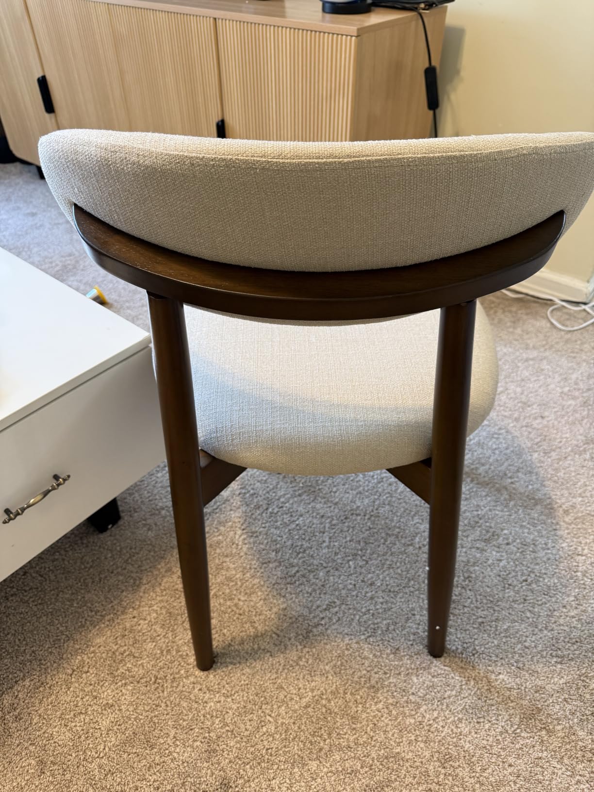 COLAMY Wooden Dining Chairs Set of 4, Modern Fabric Upholstered Kitchen Side Chairs, Farmhouse Dining Room Chair with Foot Pegs, Beige customer photo 1