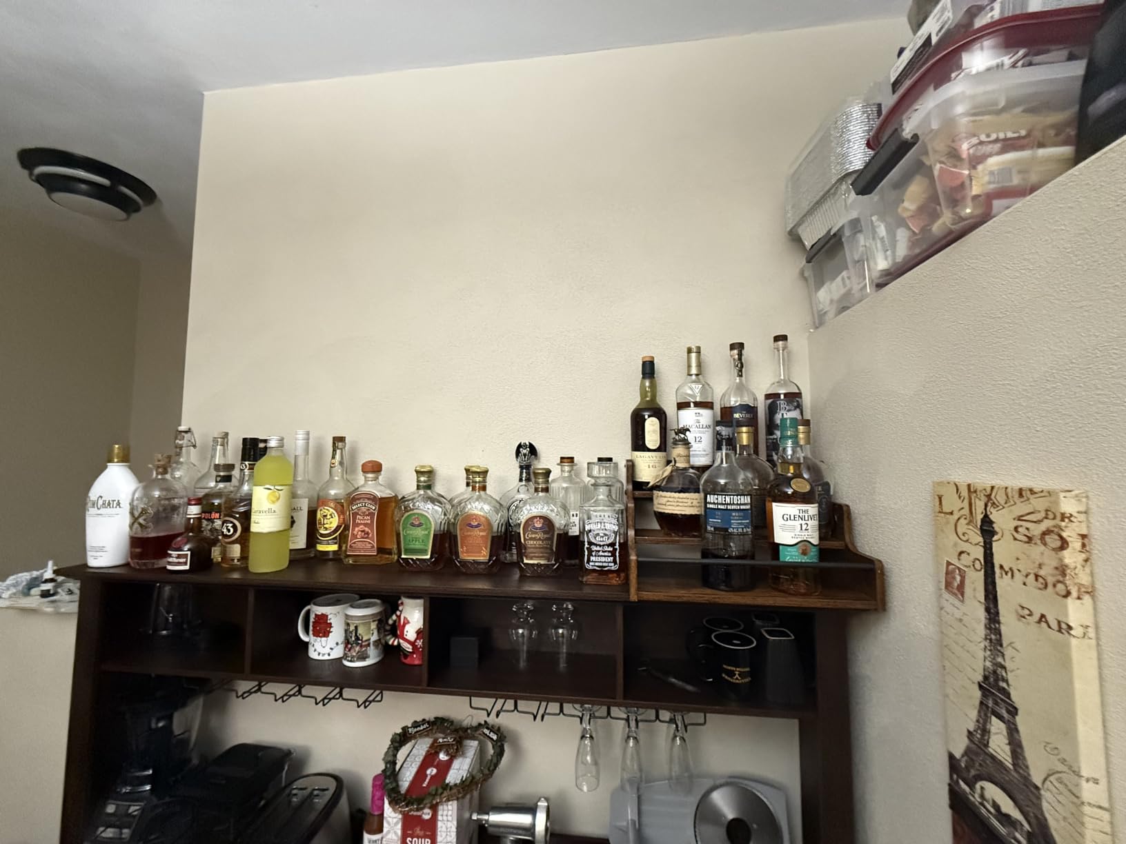 KLM Liquor Bottle Display Shelf, Coffee Syrup Rack Organizer, 3 Step Countertop Liquor Wine Rack, mini bar,liquor cabinet, Home Retro Bar Shelf Stand for Liquor Whiskey, Spirits customer photo 2