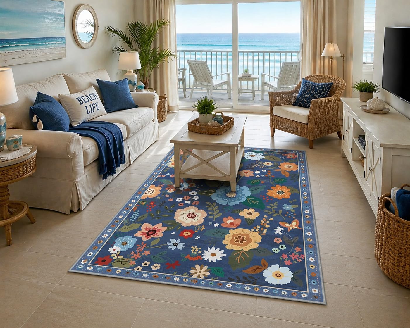 RELEANY Floral Washable 5x7 Area Rugs Black customer photo 2