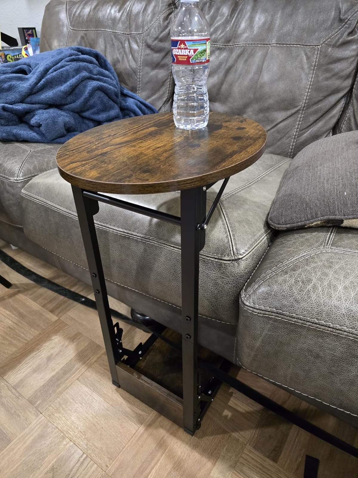 Elbourn Folding Side Table End Couch Tables,Metal Frame C-Shaped TV Stand for Sofa Living Bedroom Bedside Coffee Small Spaces(Vintage Wood Color) customer photo 1