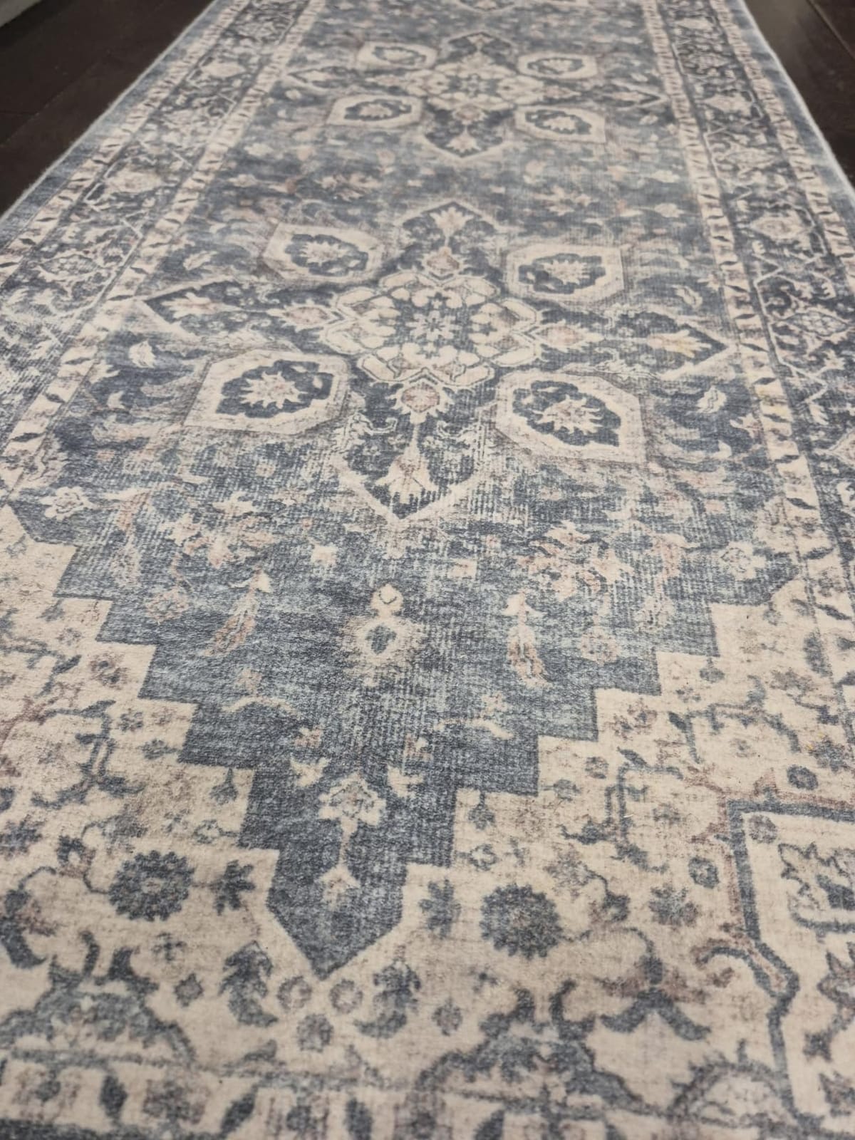 AMADA HOMEFURNISHING 8x10 Washable Area Rug, Low-Profile with Non-Slip Backing & Durable Edge Binding, Vintage Large Rugs for Living Room, Bedroom, Dining Room, Blue customer photo 1