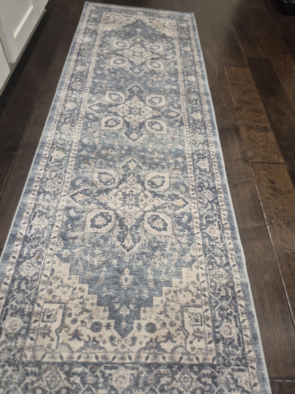 AMADA HOMEFURNISHING 8x10 Washable Area Rug, Low-Profile with Non-Slip Backing & Durable Edge Binding, Vintage Large Rugs for Living Room, Bedroom, Dining Room, Blue customer photo 2